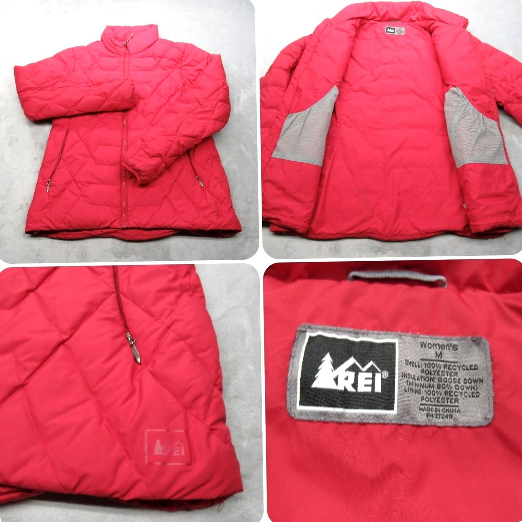 Vintage REI Co-op Down Jacket Womens Red Goose Puffer Lightweight Insulated Coat Winter Size M / US 6-8 / IT 42-44 - 2 Thumbnail