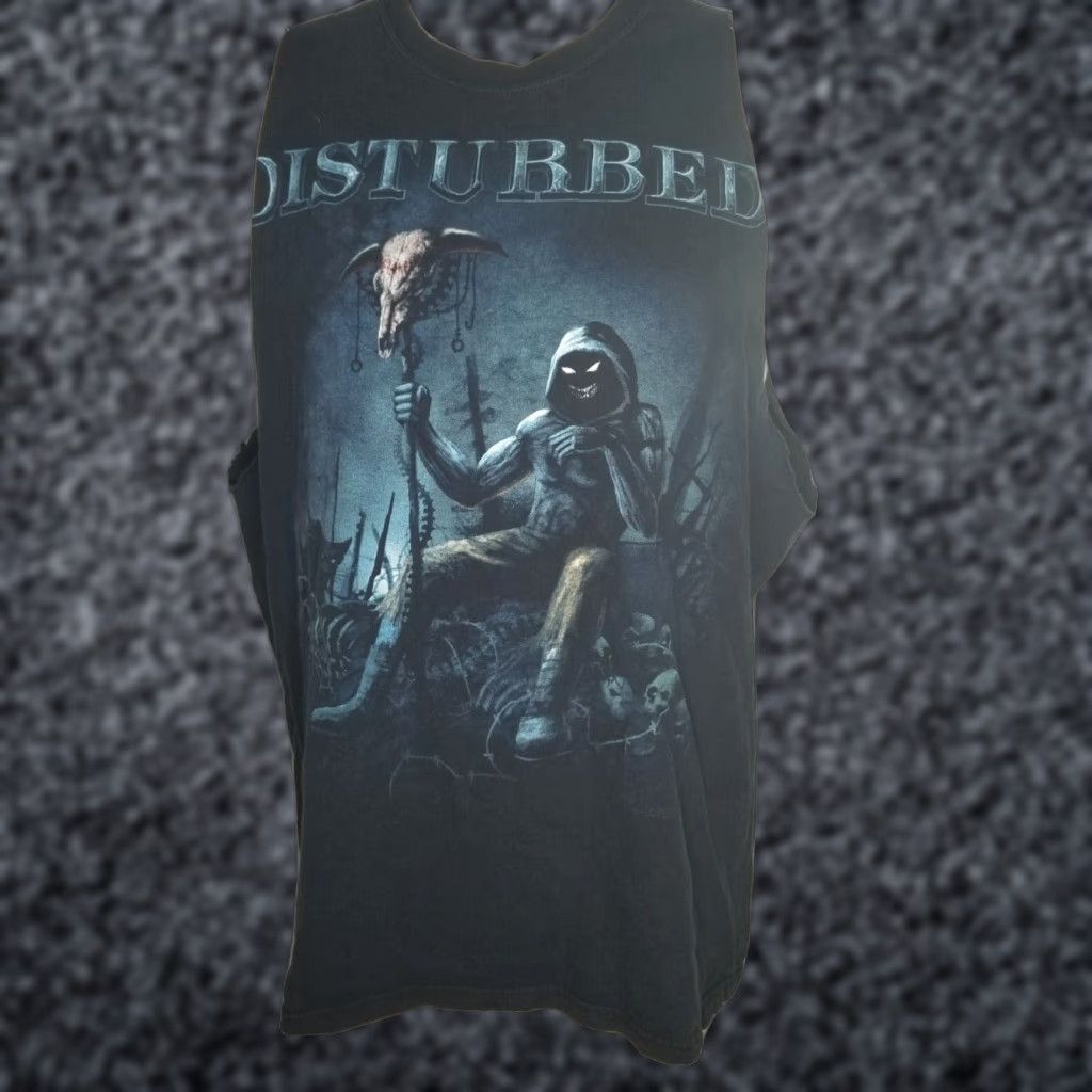 Etro VINTAGE Disturbed Hanes Heavyweight 50/50 Tank Top Mens XL Distressed Black Rock Grunge Tee Band Logo Sleeveless Crew Neck Size US XL / EU 56 / 4 - 1 Thumbnail