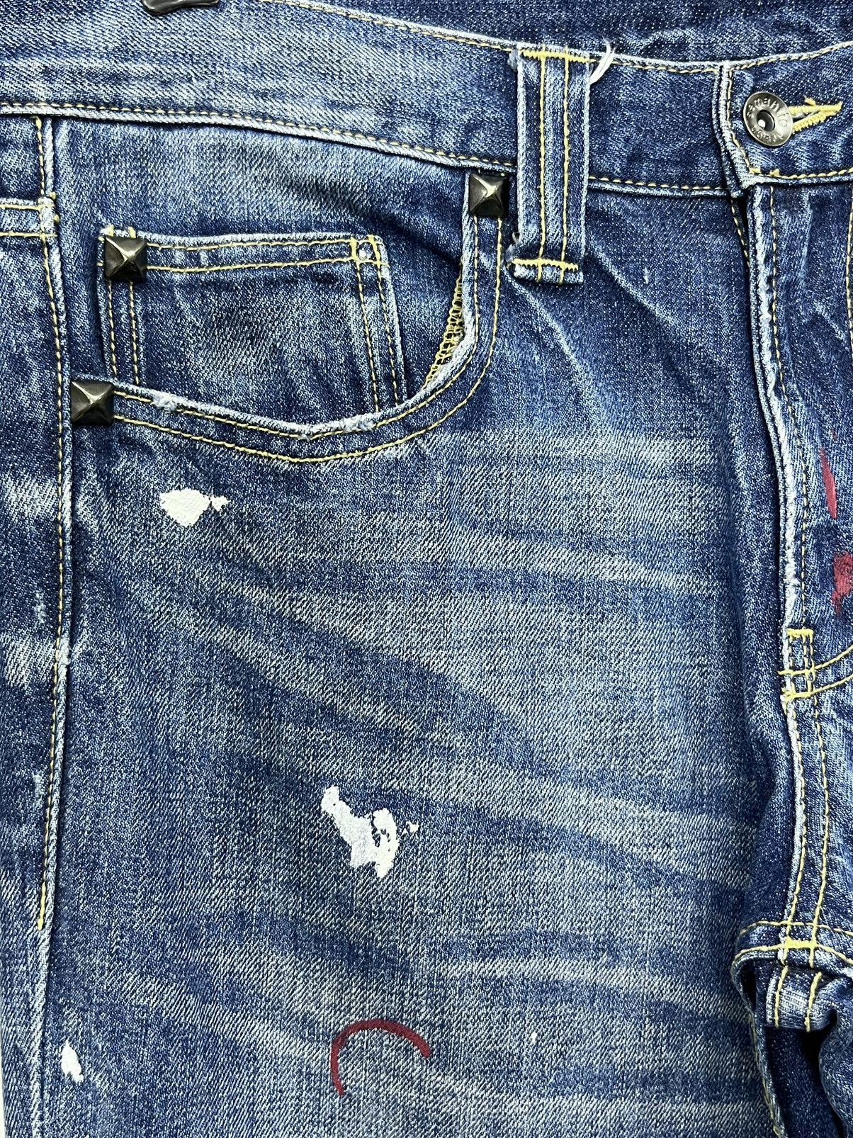 semanticdesign 🔥SEMANTIC DESIGN Paint Splatter Grunge Studded Flare Denim Size US 31 - 10 Thumbnail