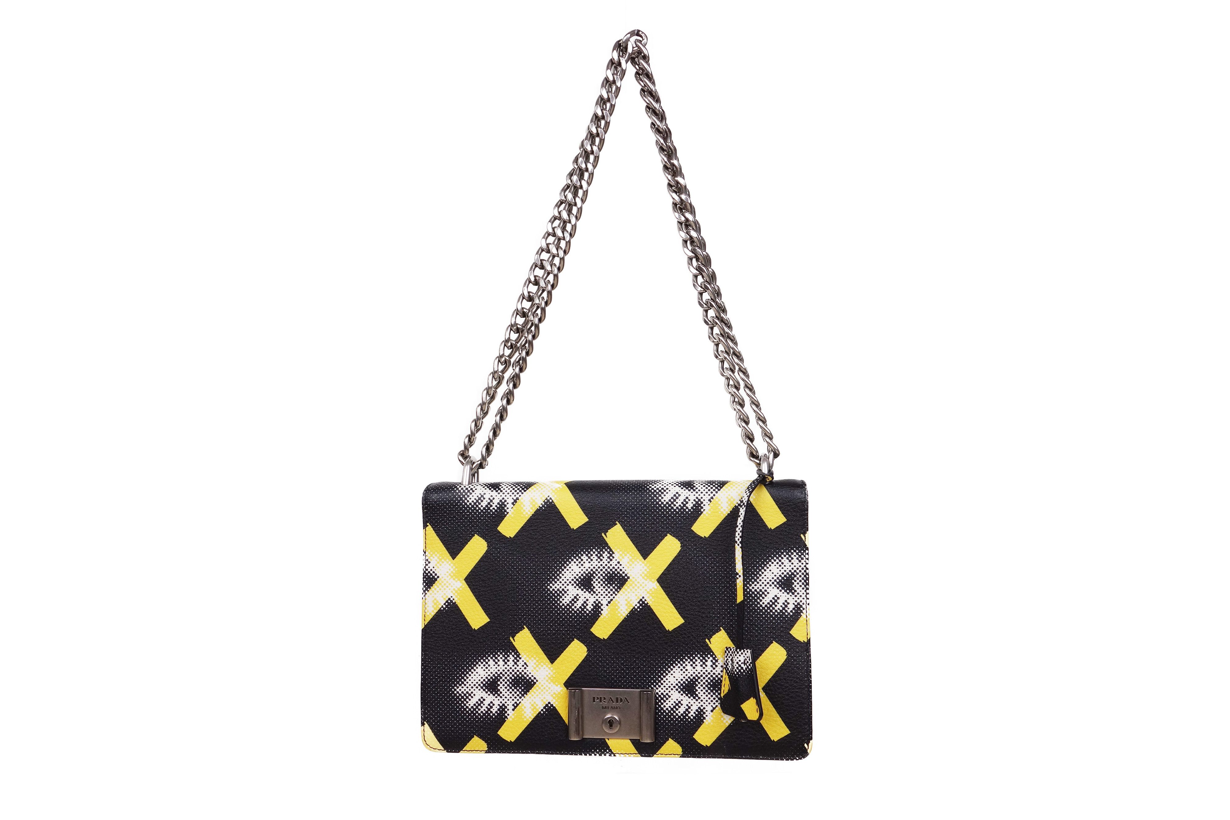 Prada Eyes Print Vitello Daino Lock Flap Bag 2016 Leather