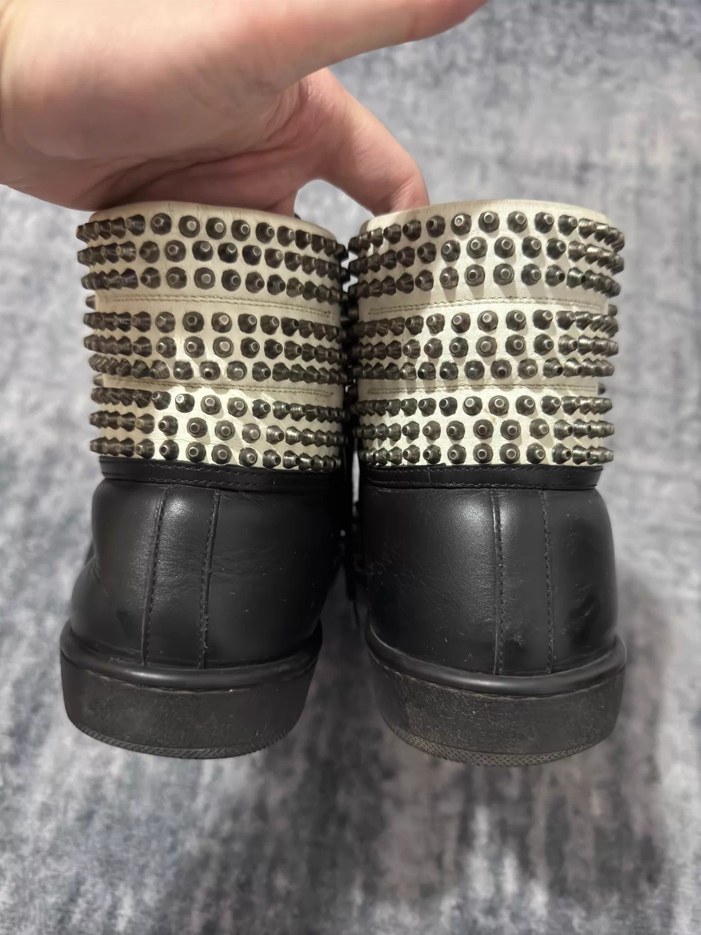 Saint Laurent Paris SLP 14fw high-top bullet magic tape skate shoes black white Size US 7 / EU 40 - 4 Thumbnail