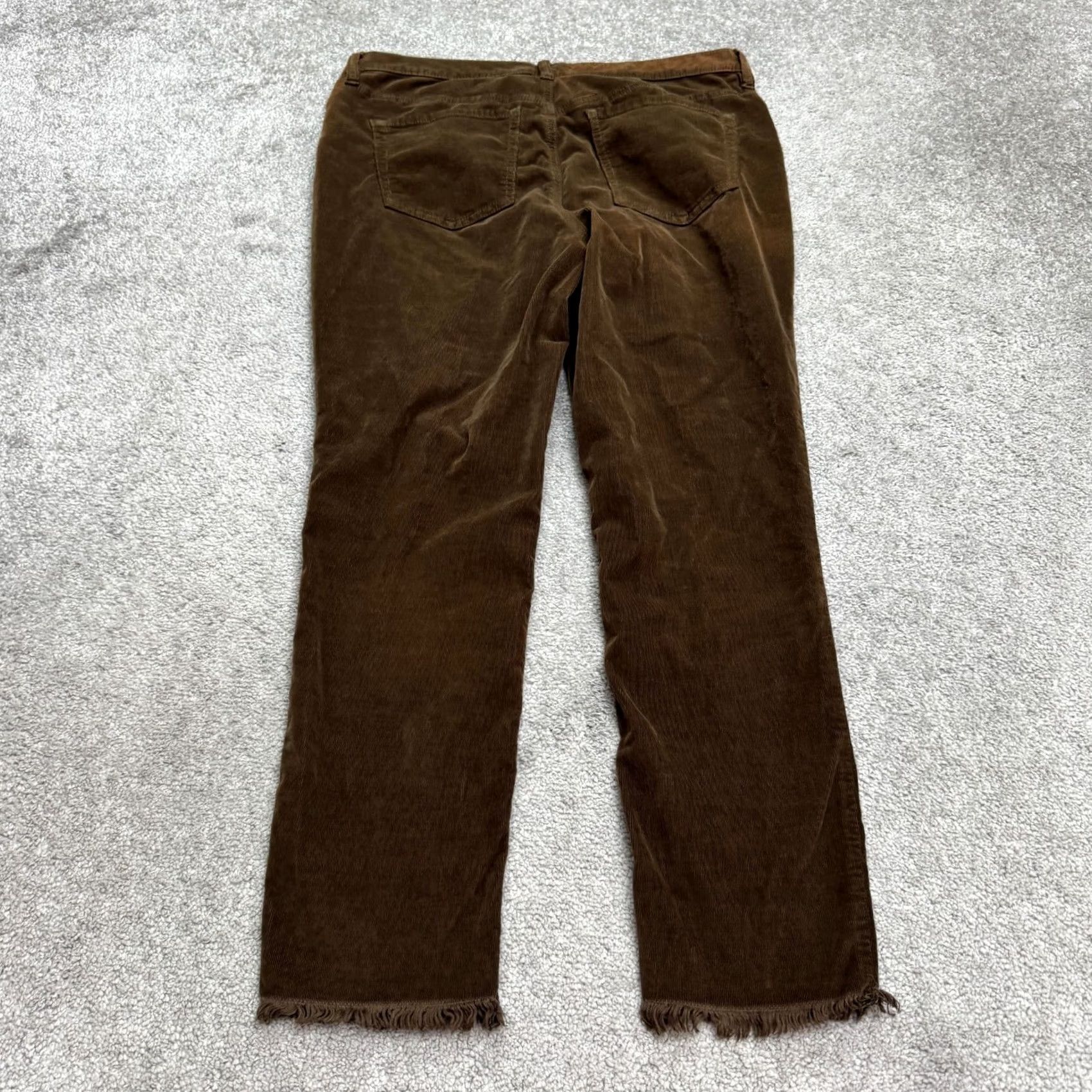 Free People Free People Brown Corduroy Button Fly Straight Pants Women 31 Frayed Hem Casual Size 24" / US 00 / IT 34 - 2 Thumbnail