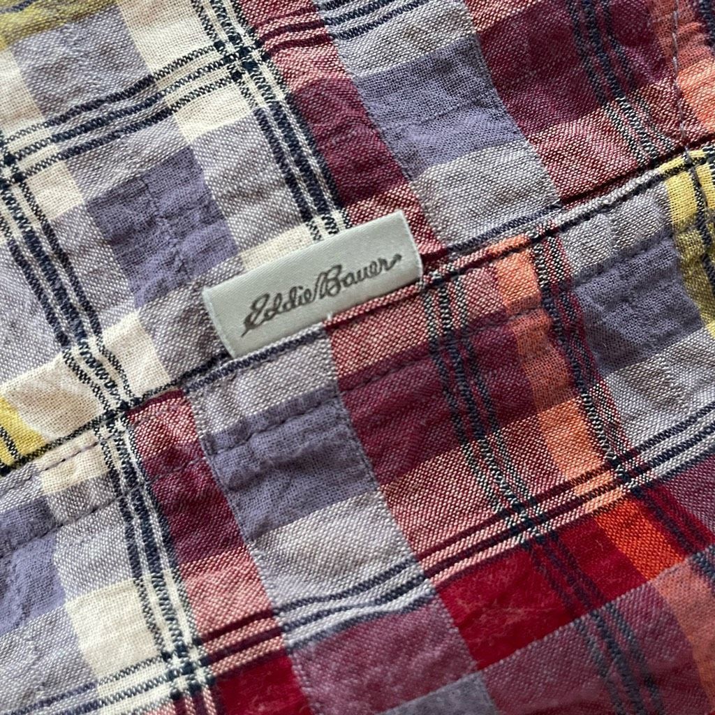 Eddie Bauer Eddie Bauer Classic Fit Plaid Button Up Shirt Red Purple Yel Size M / US 6-8 / IT 42-44 - 7 Thumbnail