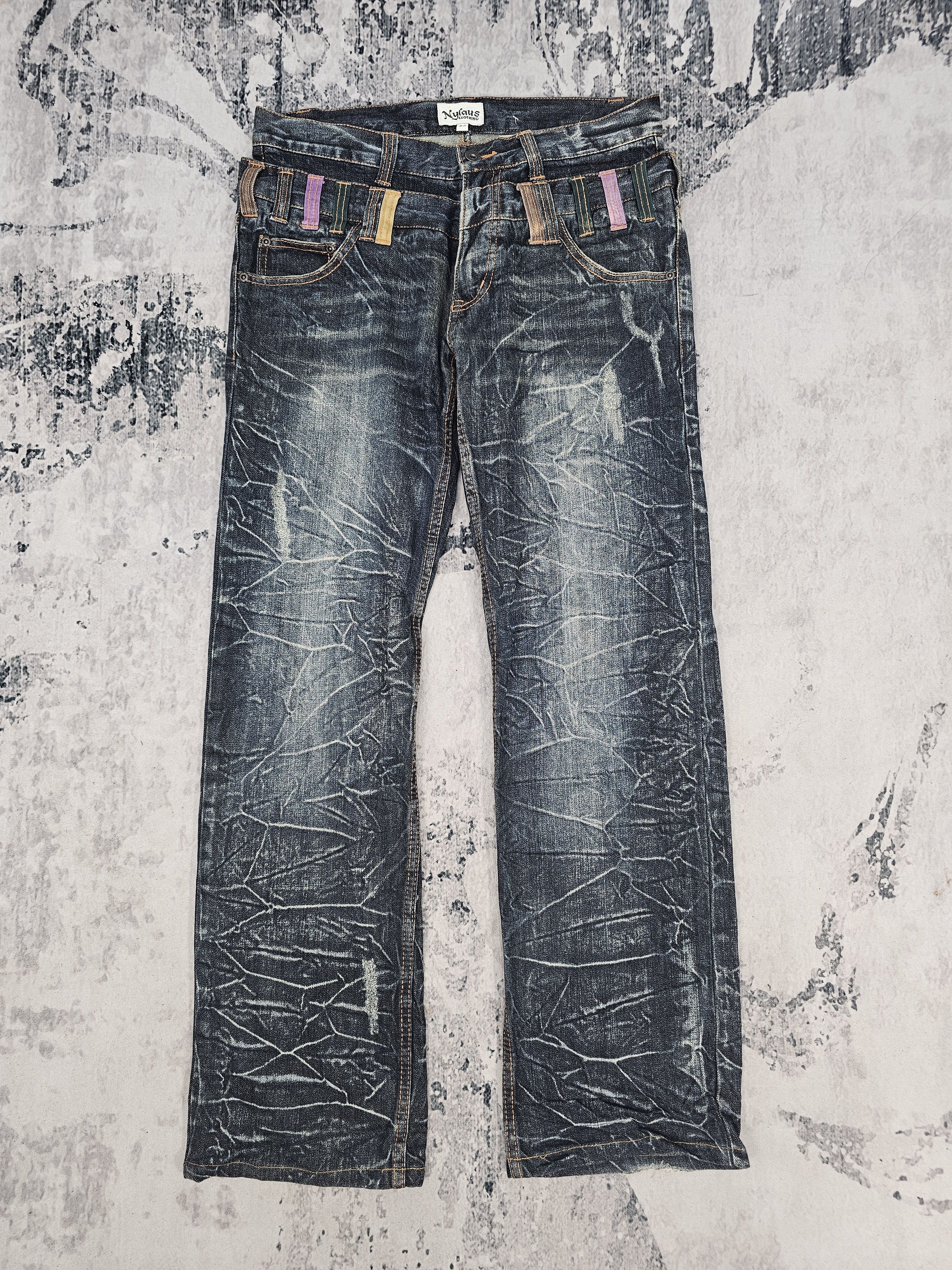 Japanese Brand NYLAUS CLOTHING Double Waist Punk Jeans JB0247 Size 32x31 Size US 32 / EU 48 - 1 Thumbnail