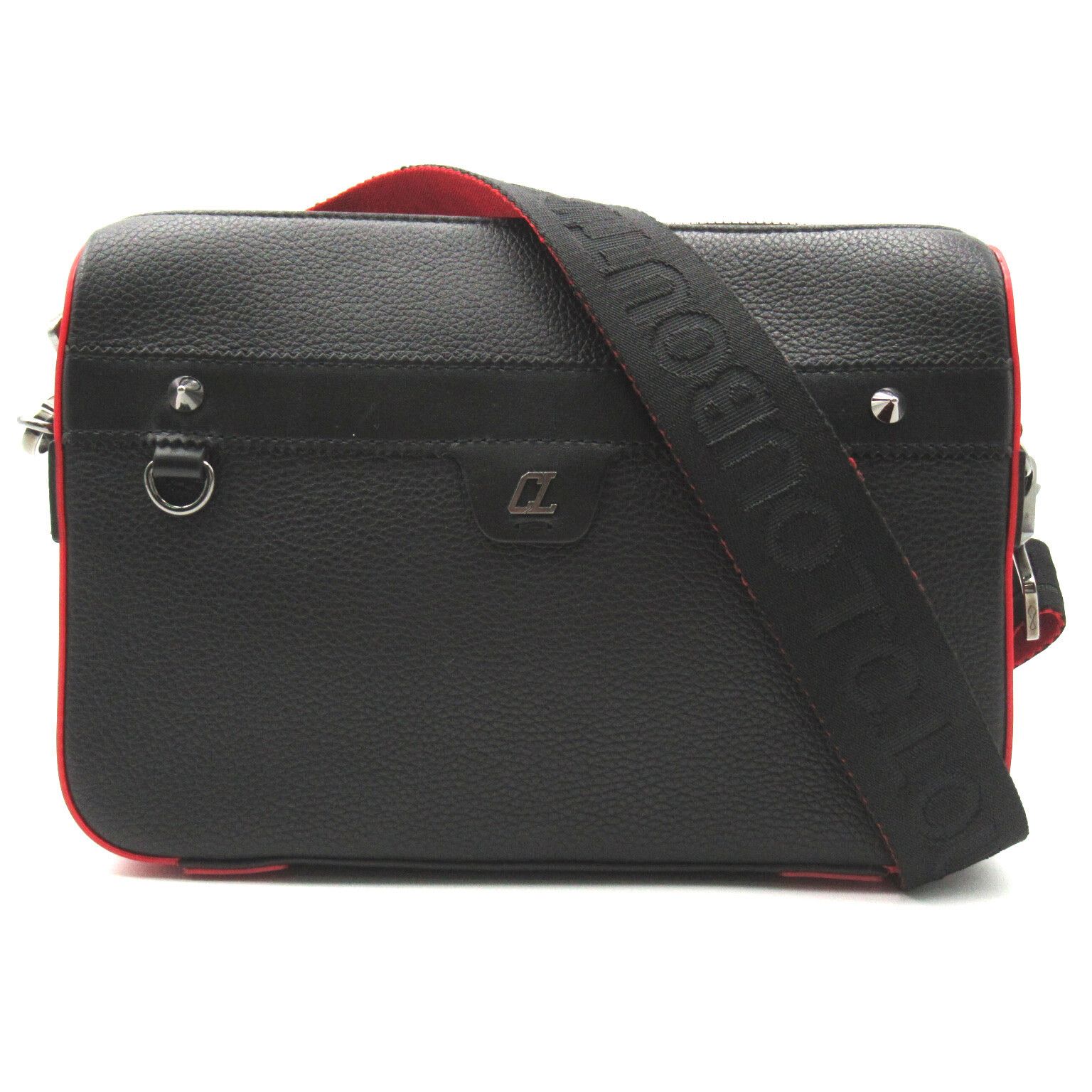 Christian Louboutin 2 Way Shoulder Bag Calf Black Red