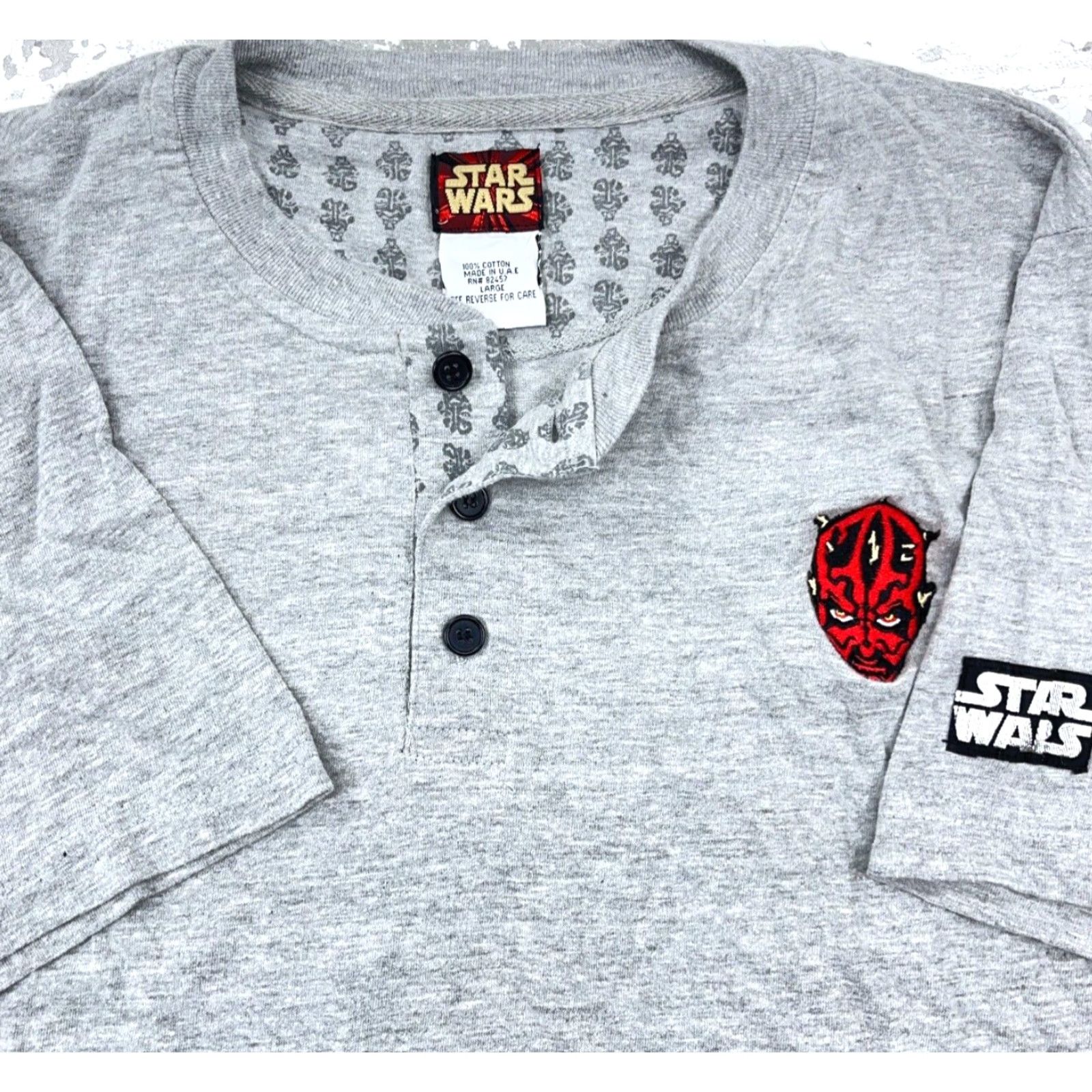 Star Wars VINTAGE Star Wars Shirt Men L Gray Henley Tee Darth Maul Y2K 2000s Promo 00s Size US L / EU 52-54 / 3 - 2 Thumbnail