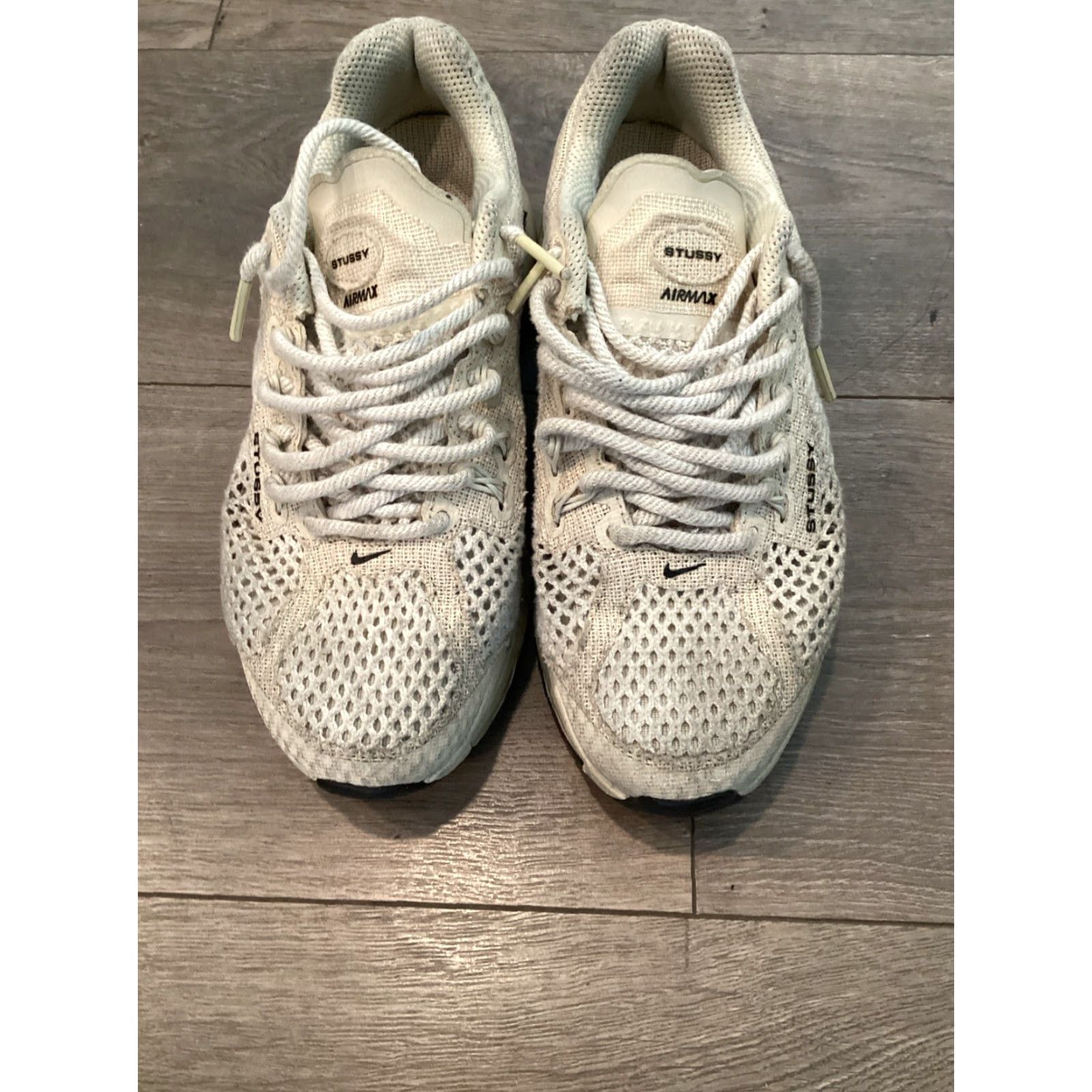 Nike Nike Stussy x Air Max 2013 Fossil Text Textile Sneaker Low Top Lace Up Size 5.5 Unisex Adults US 5.5 Fossil/Black/Fossil DM6447-200 Size US 6 / EU 39 - 2 Thumbnail