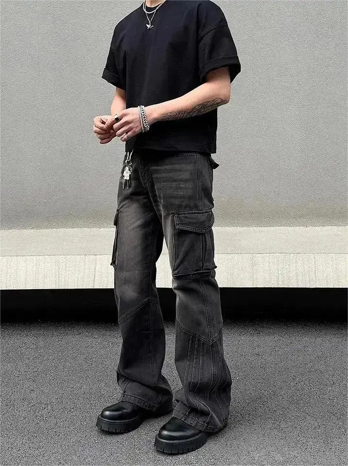 Japanese Brand Black straight pocket jeans Size US 32 / EU 48 - 2 Thumbnail