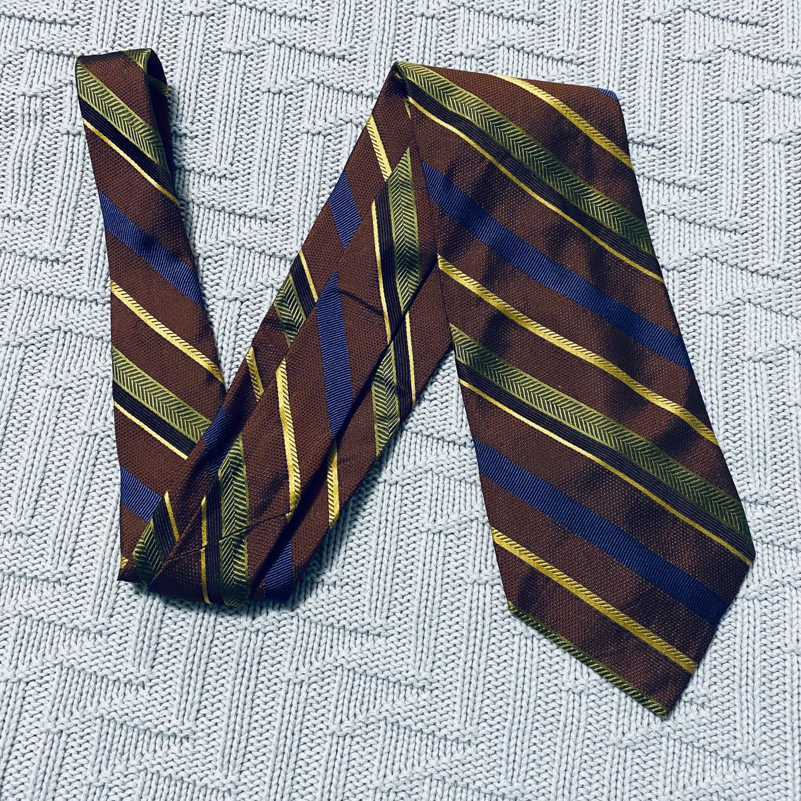Altea Altea brown striped handmade Italian silk tie Size ONE SIZE - 1 Thumbnail