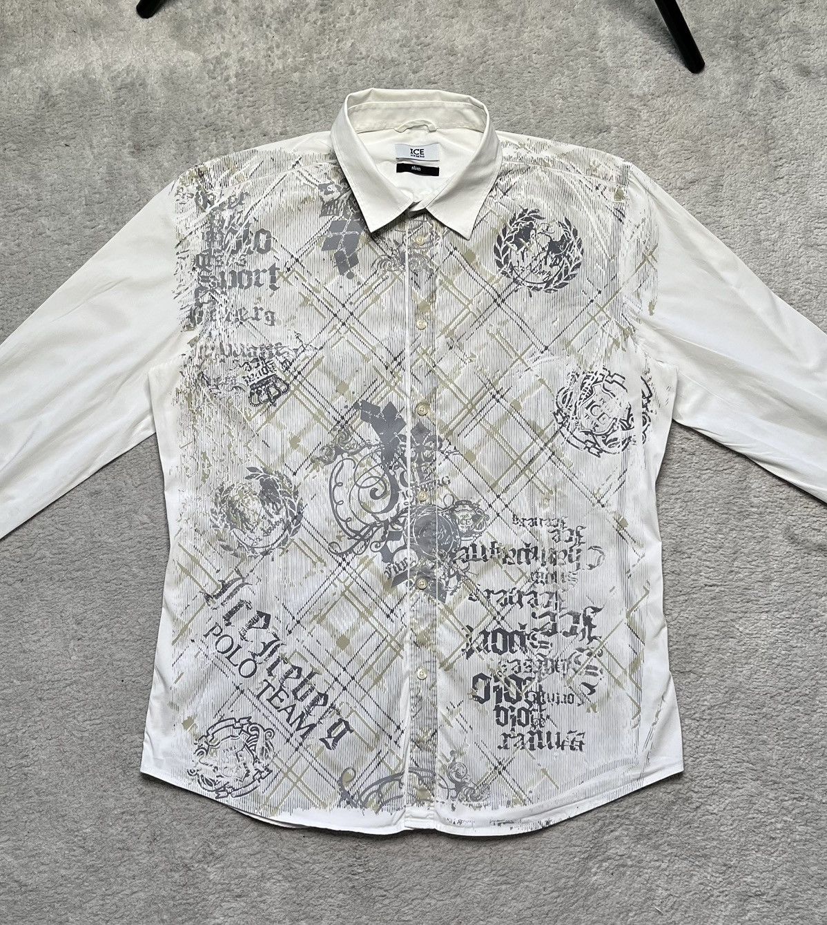 Iceberg Vintage White Button Shirt Print Fullprint Iceberg Size US L / EU 52-54 / 3 - 2 Thumbnail