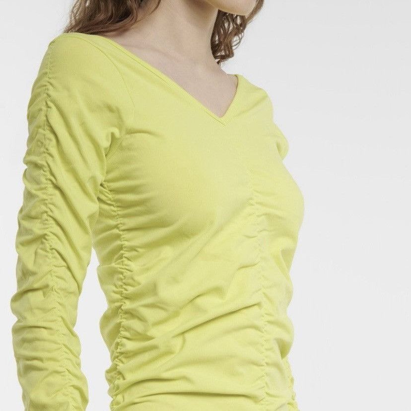 Helmut Lang HELMUT LANG RUCHED MIDI DRESS ACID LIME Size S / US 4 / IT 40 - 8 Thumbnail
