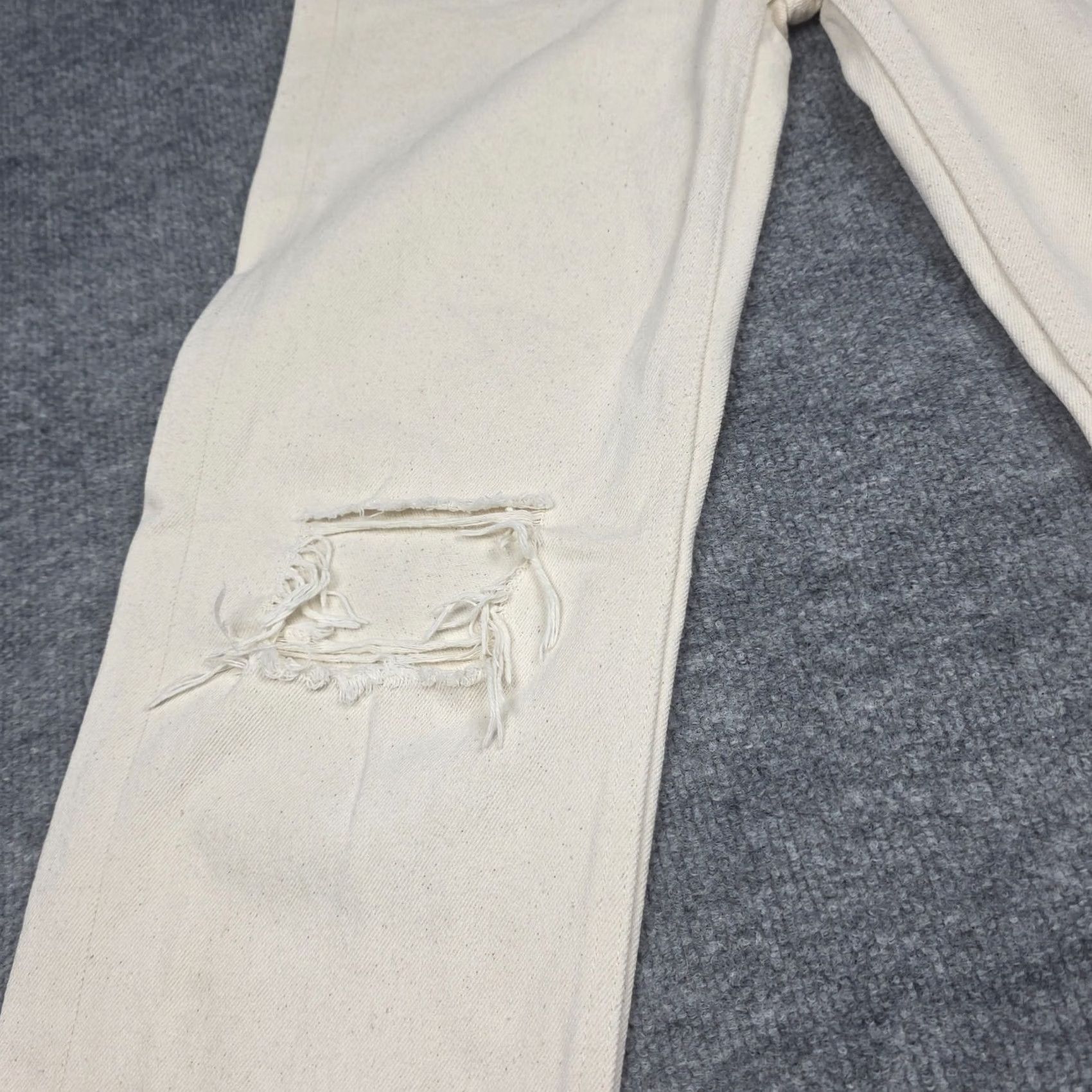 Still Here STILL HERE New York Childhood Jeans Women's 23 Ivory Straight Leg 100% Cotton Denim Straight Womens Size 40" / US 18 - 3 Thumbnail