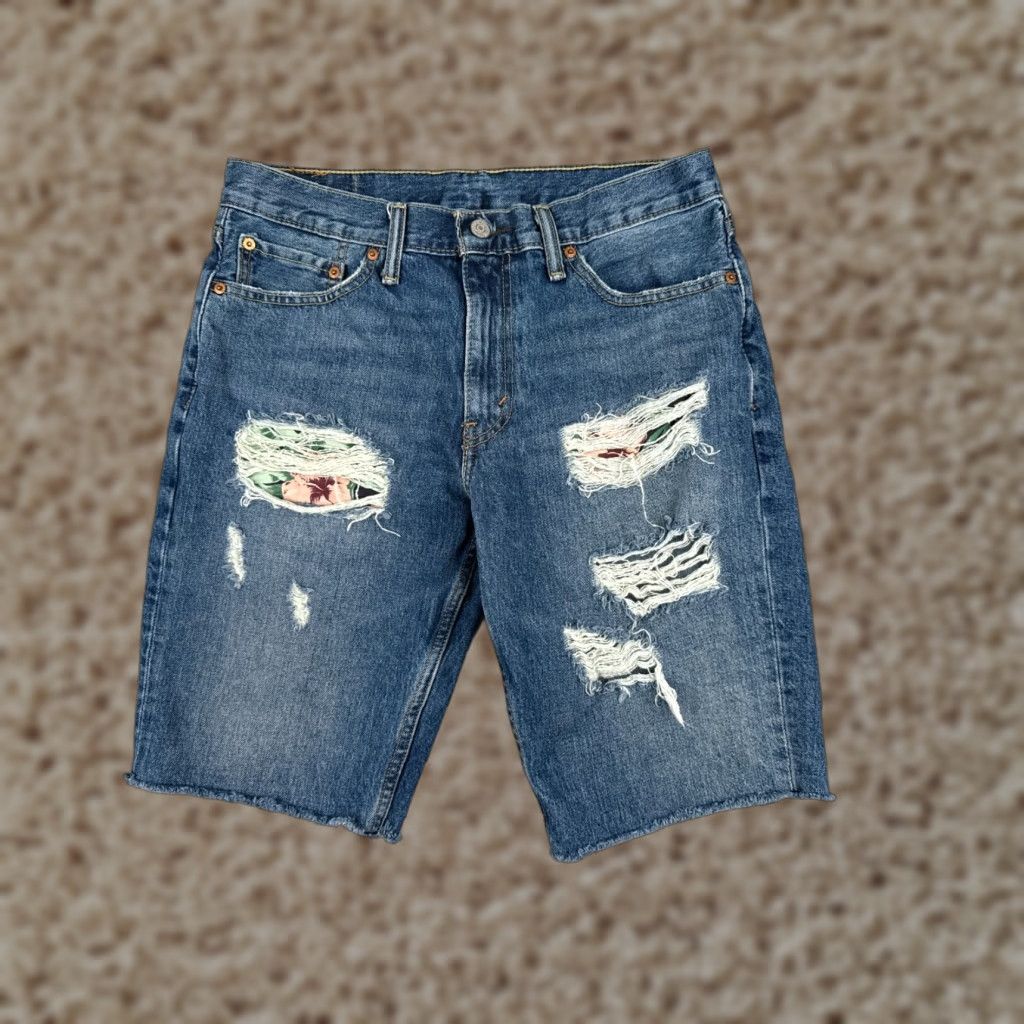 Levi's Levi's Women Short Cut-Off Blue Denim 511 Distressed 31x11 Patch Floral 32 Regular Jeans Size 24" / US 00 / IT 34 - 1 Thumbnail
