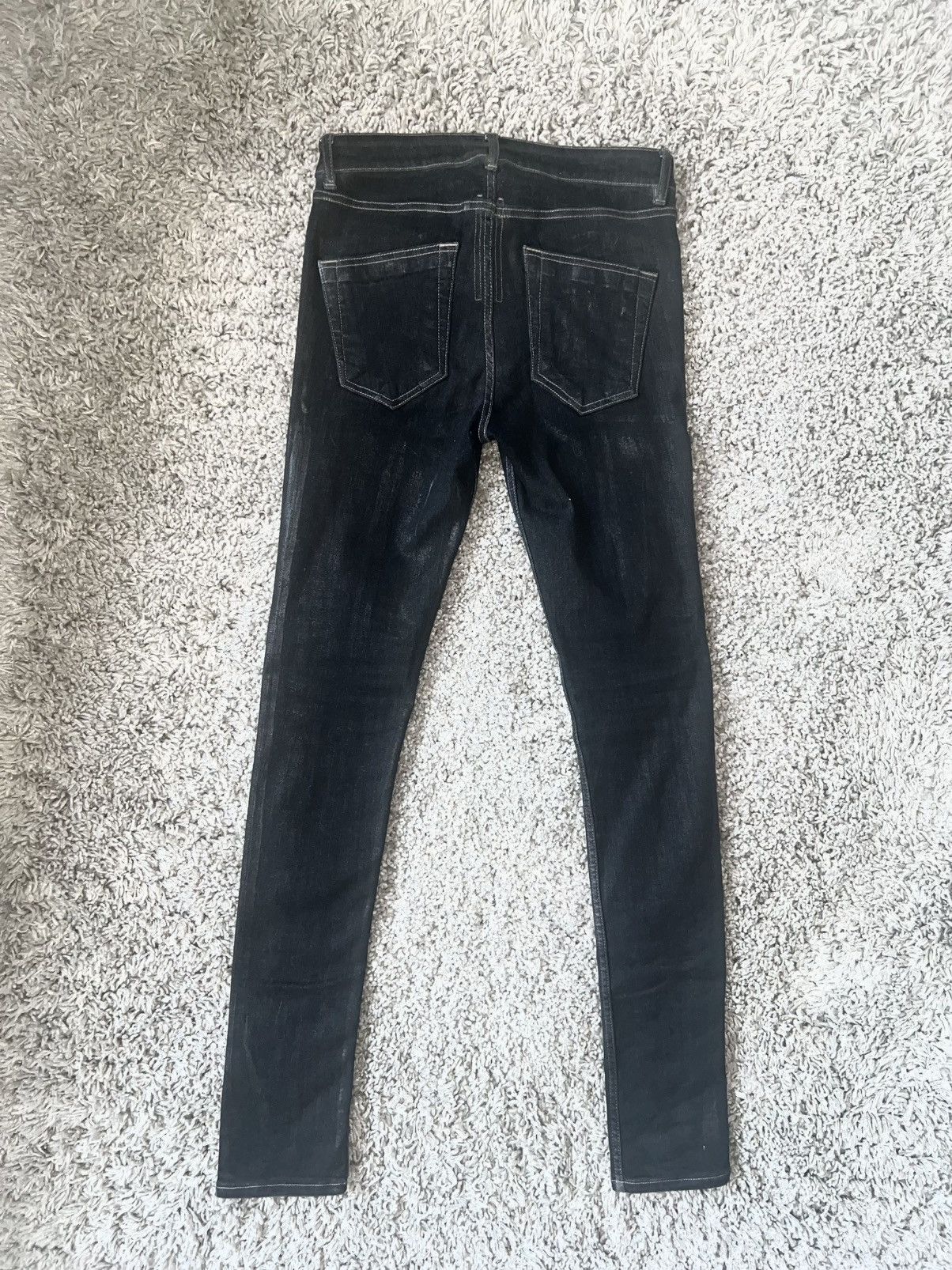 Rick Owens Tryone Waxed Slit Cut Denim Size US 30 / EU 46 - 2 Thumbnail