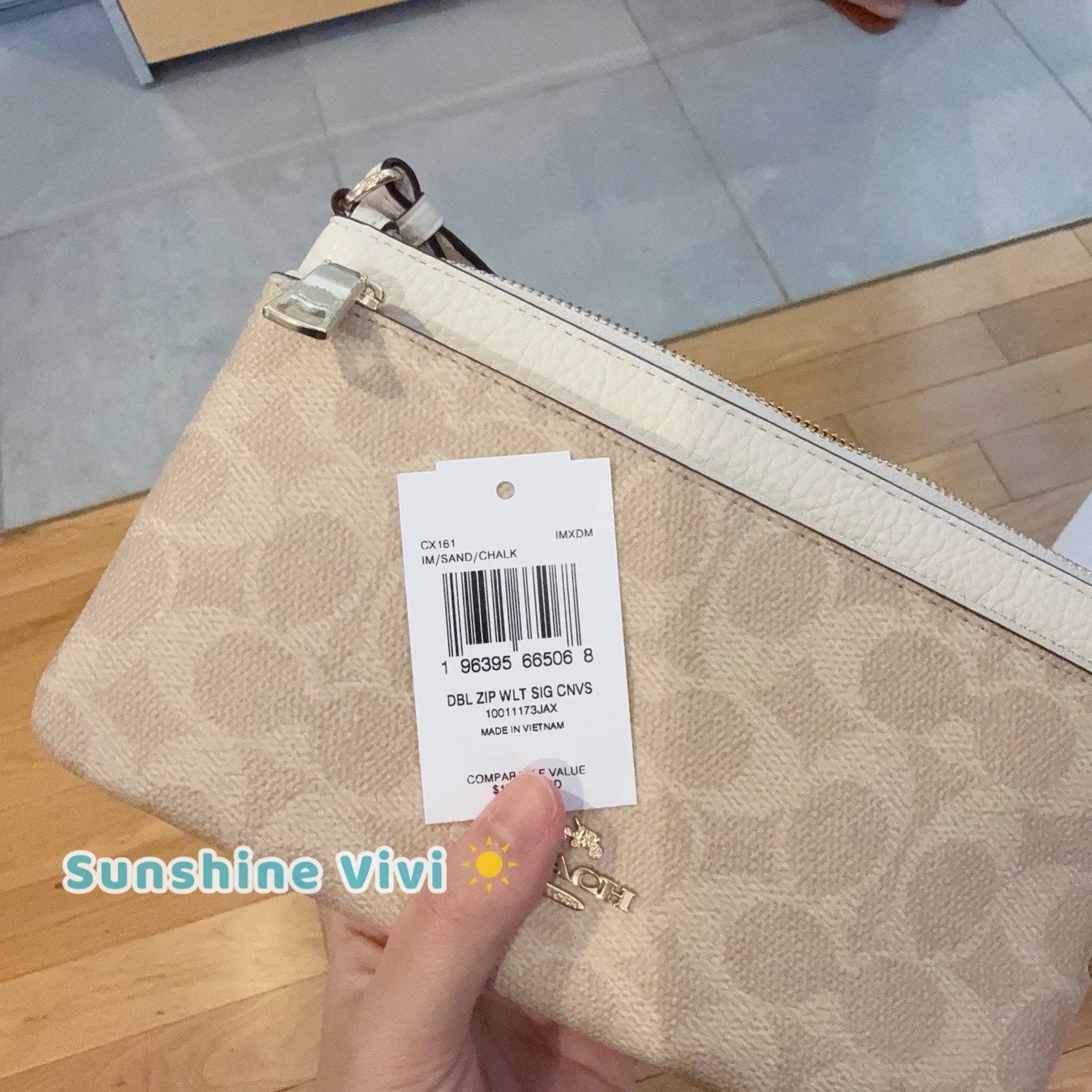 Coach NWT Coach Double Zip Wallet Wristlet Canvas Sand/Chalk CX161 Size ONE SIZE - 4 Thumbnail