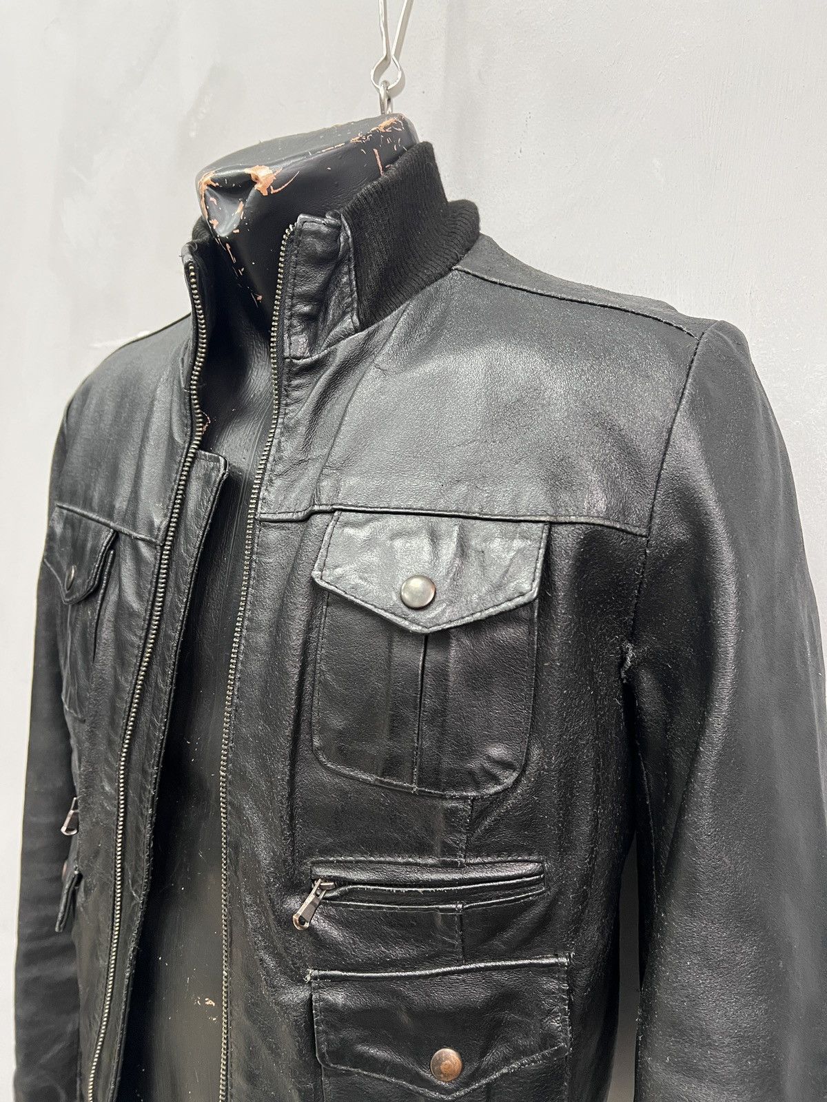Opium leather bomber diesel style avant garde y2k