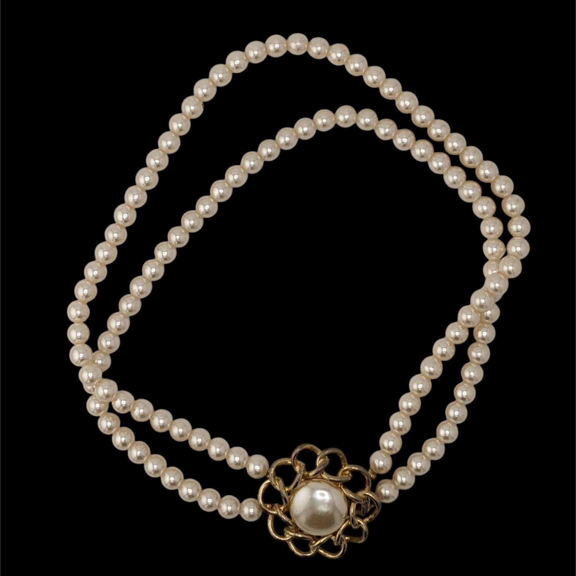 Other Vintage Midcentury Glam Double Strand Faux Pearl Necklace Wi Size ONE SIZE - 1 Thumbnail