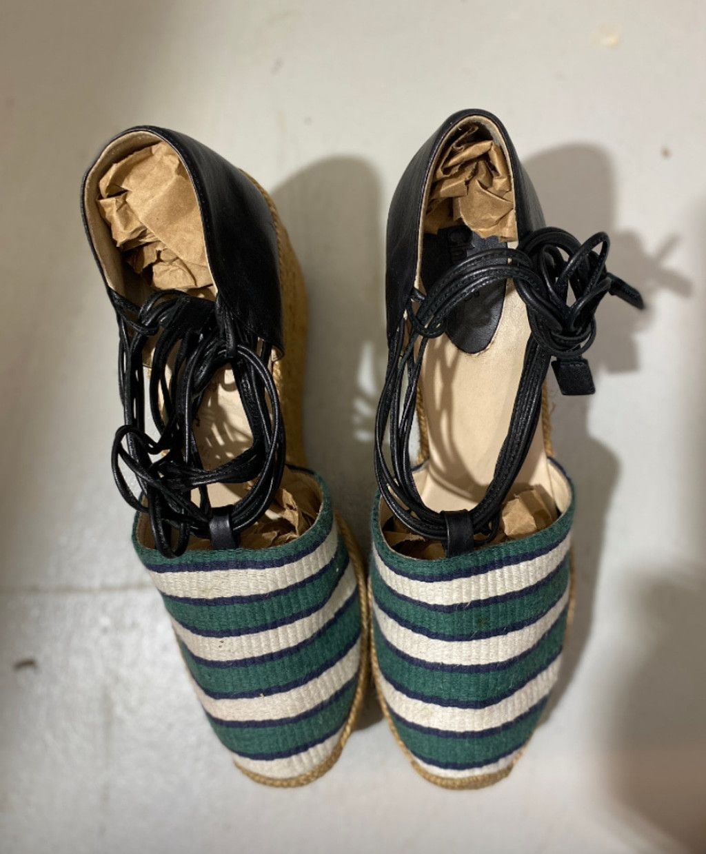 Chloe Chloe Green/White Striped Leather Tie-Up Espadrille W9 Size US 9 / IT 39 - 1 Thumbnail