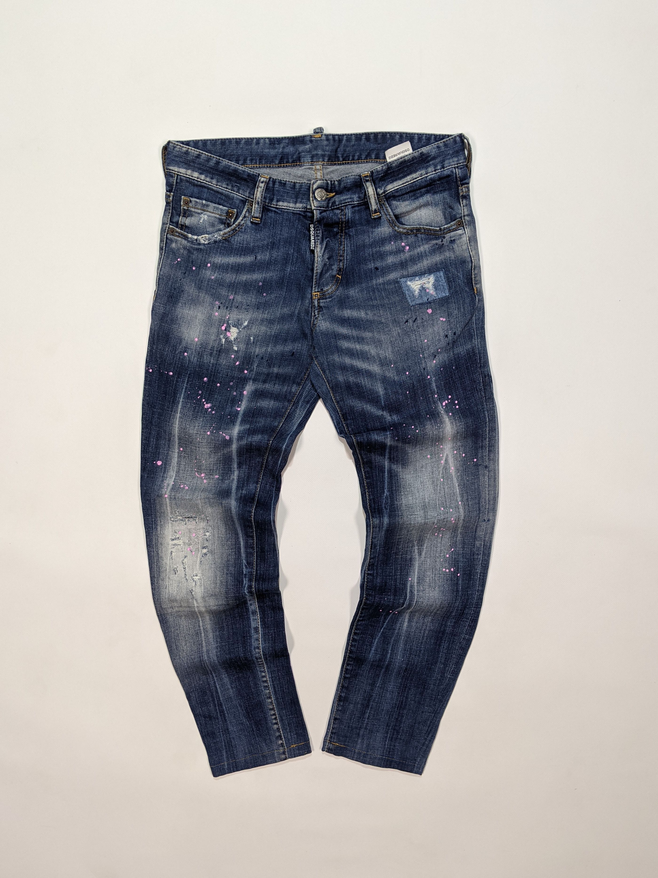 Dsquared2 DSQUARED2 Authentic Men's Blue Distressed Skinny Jeans Size US 31 - 1 Thumbnail