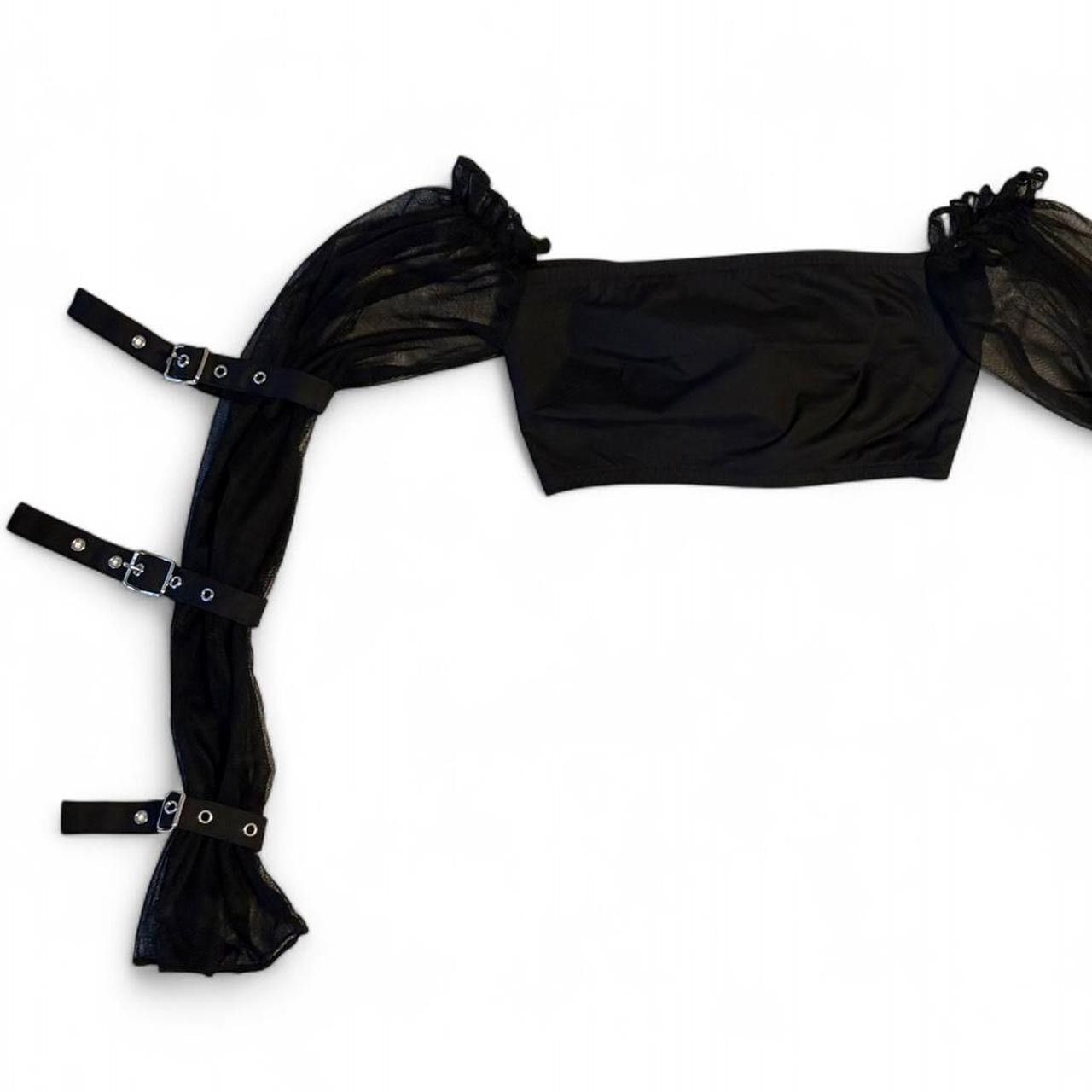 Current Mood Current Mood black crop top w/ sheer long sleeves & straps Size XXS / US 00 / IT 34 - 2 Thumbnail