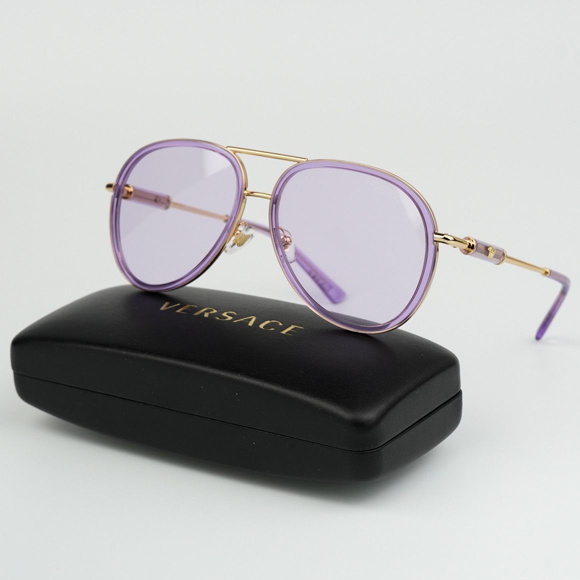 image of New Versace Ve2260 Medusa Roller 10021A Unisex Sunglasses in Lilac Transparent/Light Violet, Women'