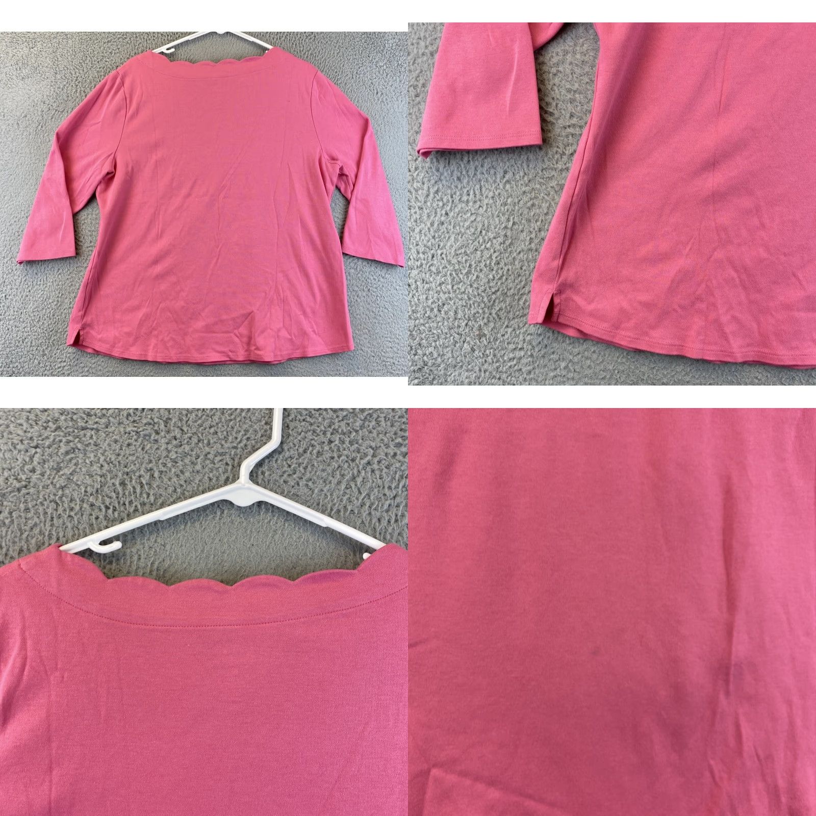 Croft & Barrow Croft & Barrow Shirt Womens XL Pink Long 3/4 Sleeve Round Neck Cotton / 77-55 Size XL / US 12-14 / IT 48-50 - 8 Thumbnail