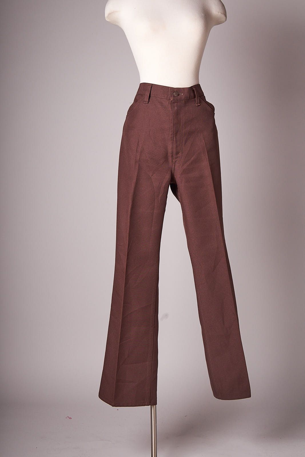 Levi's 1970s Brown Polyester Boot Cut Levi’s Pants Size US 35 - 1 Thumbnail