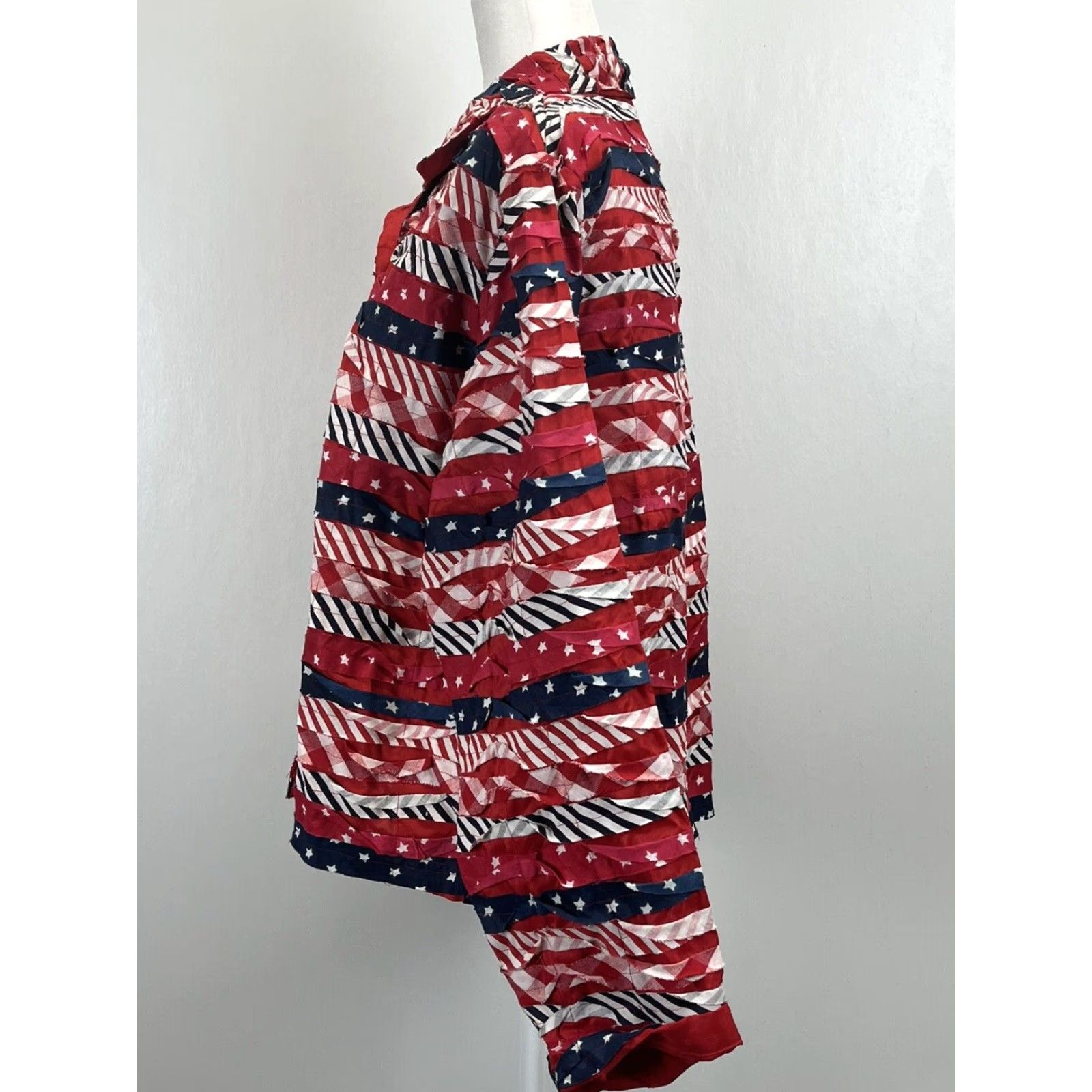 Vintage VINTAGE Keren Hart Women's Quilted Flag Jacket Large Red White Blue 4th July Patriotic Size L / US 10 / IT 46 - 2 Thumbnail