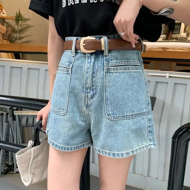 Shorts For Women High Waisted Pocket A-line Denim Shorts