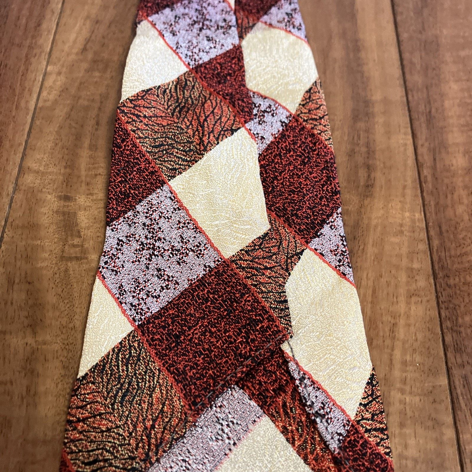 Handmade 1930s Necktie Checkered Swing Tie Art Deco Single Stitch Size ONE SIZE - 7 Thumbnail