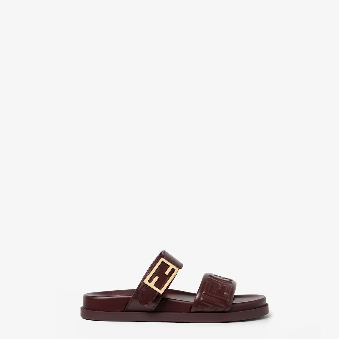 Fendi os11x0526 Nappa Leather Slides in Burgundy Size US 10 / IT 40 - 1 Thumbnail