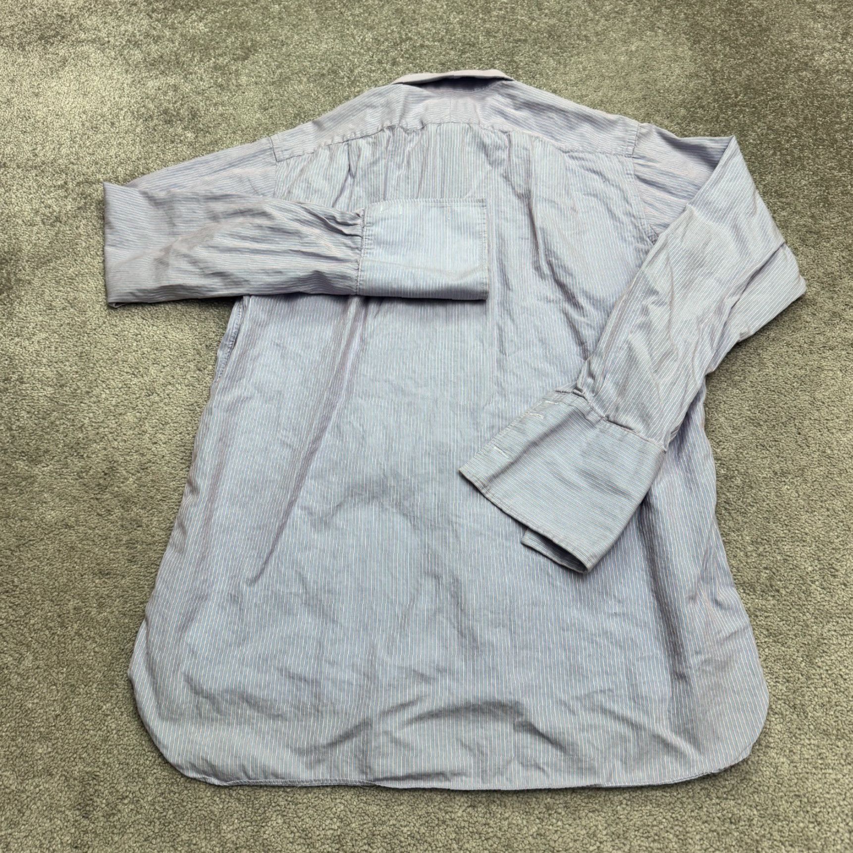 Pinko Thomas Pink Dress Shirt Mens 16.5 Blue Striped Cotton Shirt Size 42R - 2 Thumbnail