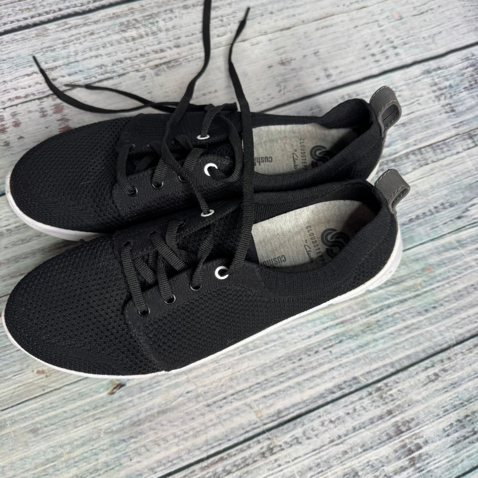 Clarks Clarks Cloudsteppers Sillian Free Black Knit Lace Up Sneaker Size US 6.5 / IT 36.5 - 2 Thumbnail