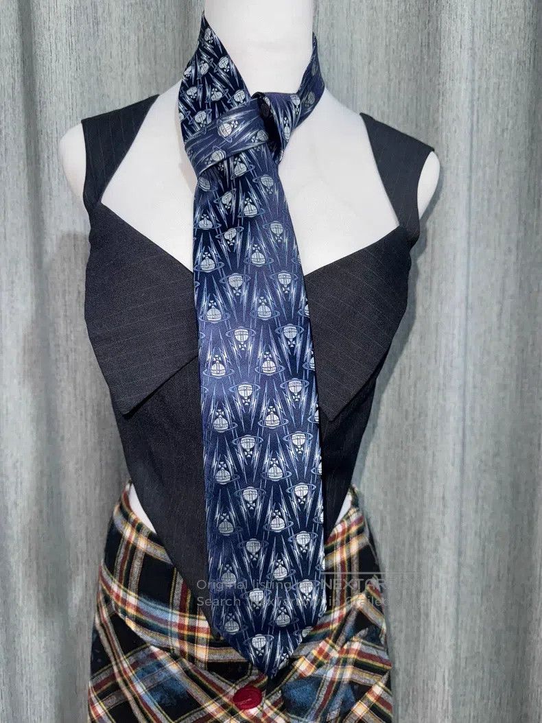Other Vivienne Westwood Rare Blue Lightning and Saturn Logo Tie Size ONE SIZE - 4 Thumbnail