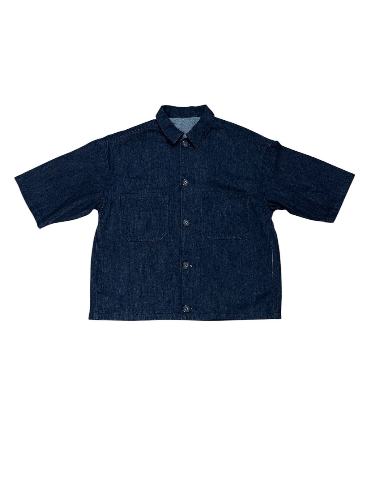 GU × Japanese Brand Rare GU Aesthetic Double Pocket Baggy Work Denim Shirt Size US M / EU 48-50 / 2 - 1 Thumbnail
