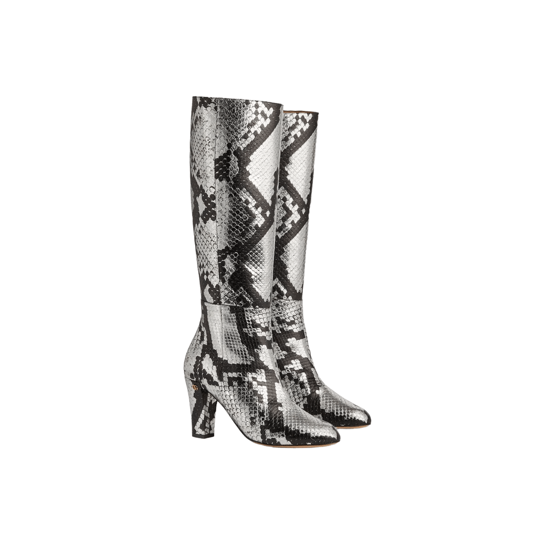 Gucci o1s1wg110125 Python Mid-Heel Boots in Black/Silver Size US 5.5 / IT 35.5 - 2 Thumbnail