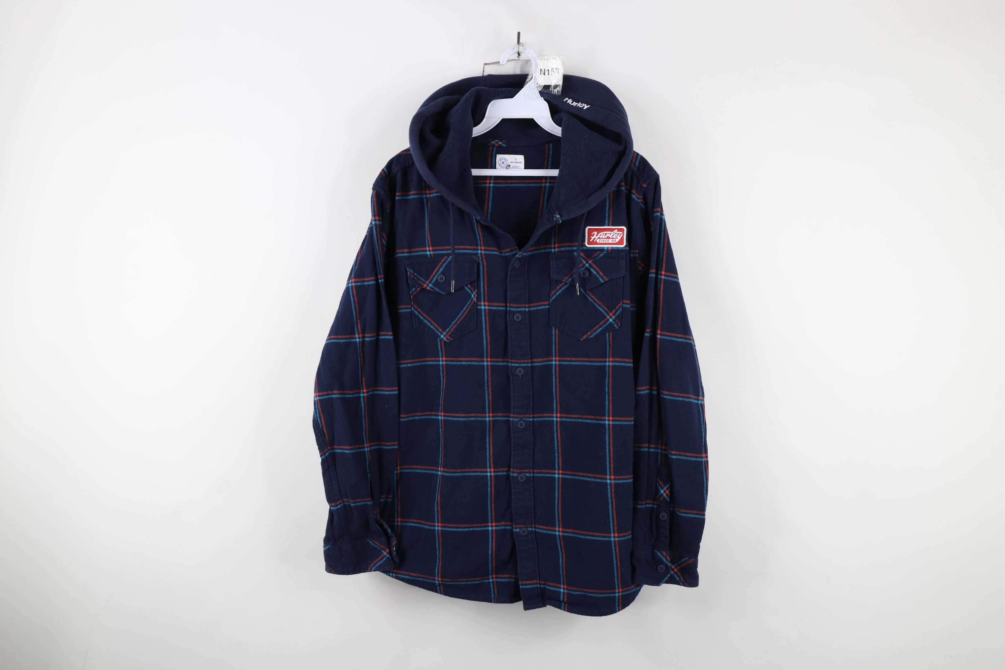 Hurley × Vintage Vintage Hurley Surfing Hooded Flannel Button Shirt Jacket Size US L / EU 52-54 / 3 - 1 Thumbnail