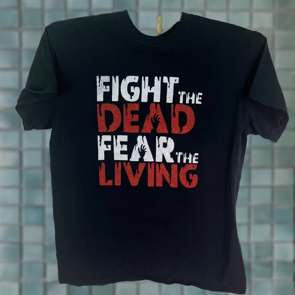 Gildan Fight The Dead Fear The Living T Shirt Adult M Black Gildan Ultra Cotton Short Sleeve Crew Neck Graphic Print Mens Regular Size M Short Sleeve Black Size US M / EU 48-50 / 2 - 1 Thumbnail
