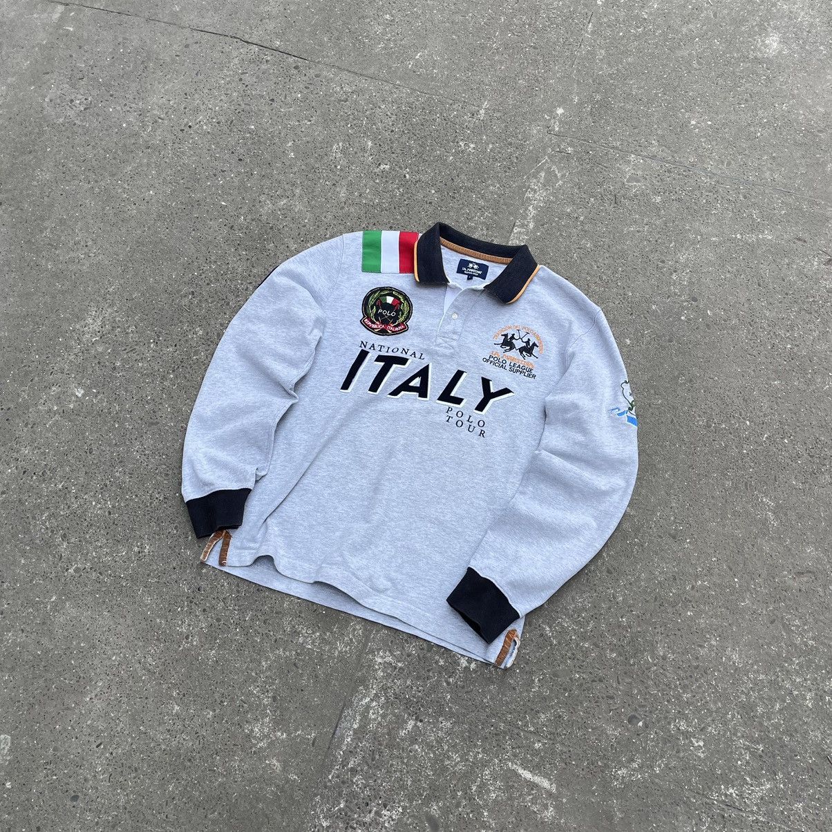 La Martina × Vintage Vintage La Martina ITALY Polo Team Big Logo Rugby Shirt Size US M / EU 48-50 / 2 - 2 Thumbnail