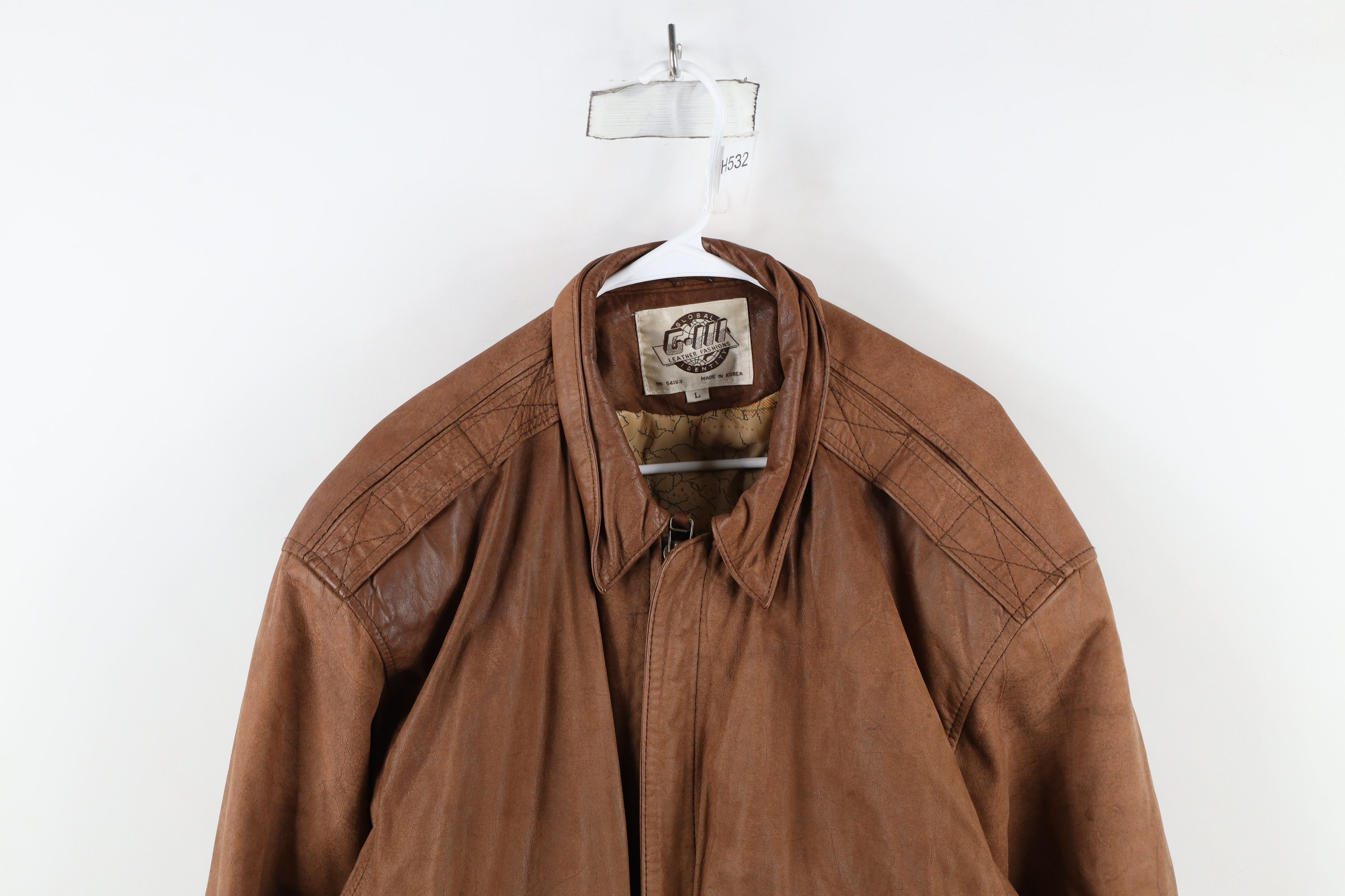 Vintage Vintage 90s Streetwear Leather Flight Bomber Jacket Brown Size US L / EU 52-54 / 3 - 2 Thumbnail