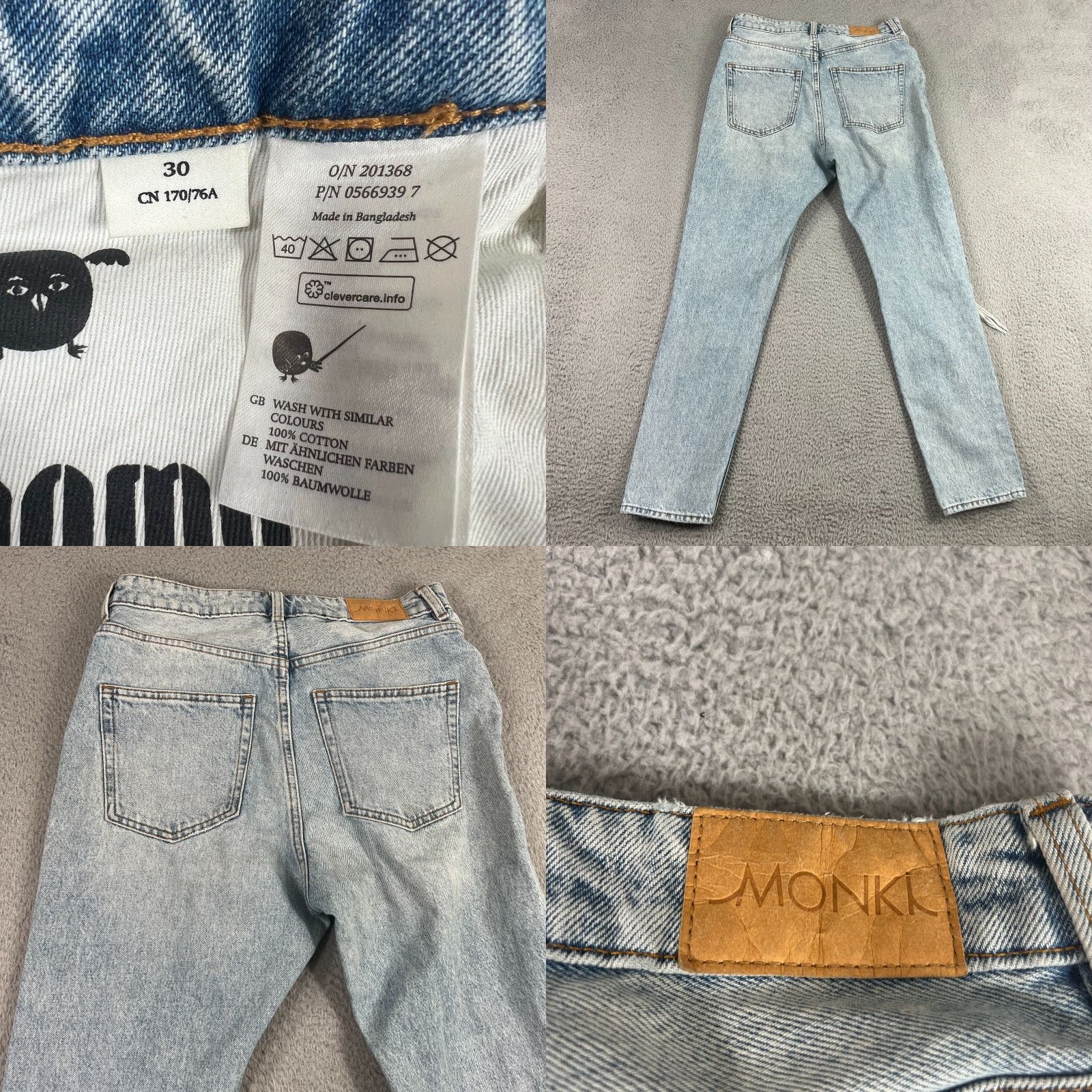 Vintage Monki Jeans Women's 30 Light Wash Blue Denim 5-Pocket Straight Regular Size 30 Womens Size 30" / US 8 / IT 44 - 8 Thumbnail