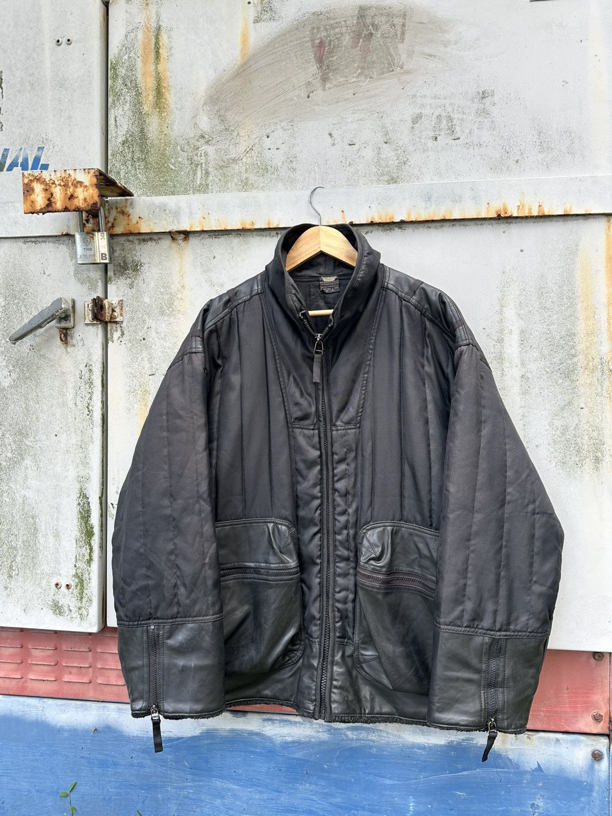 Vintage 👹Vintage Koogi Mix Leather Oversized Bomber Jacket Size US XL / EU 56 / 4 - 2 Thumbnail