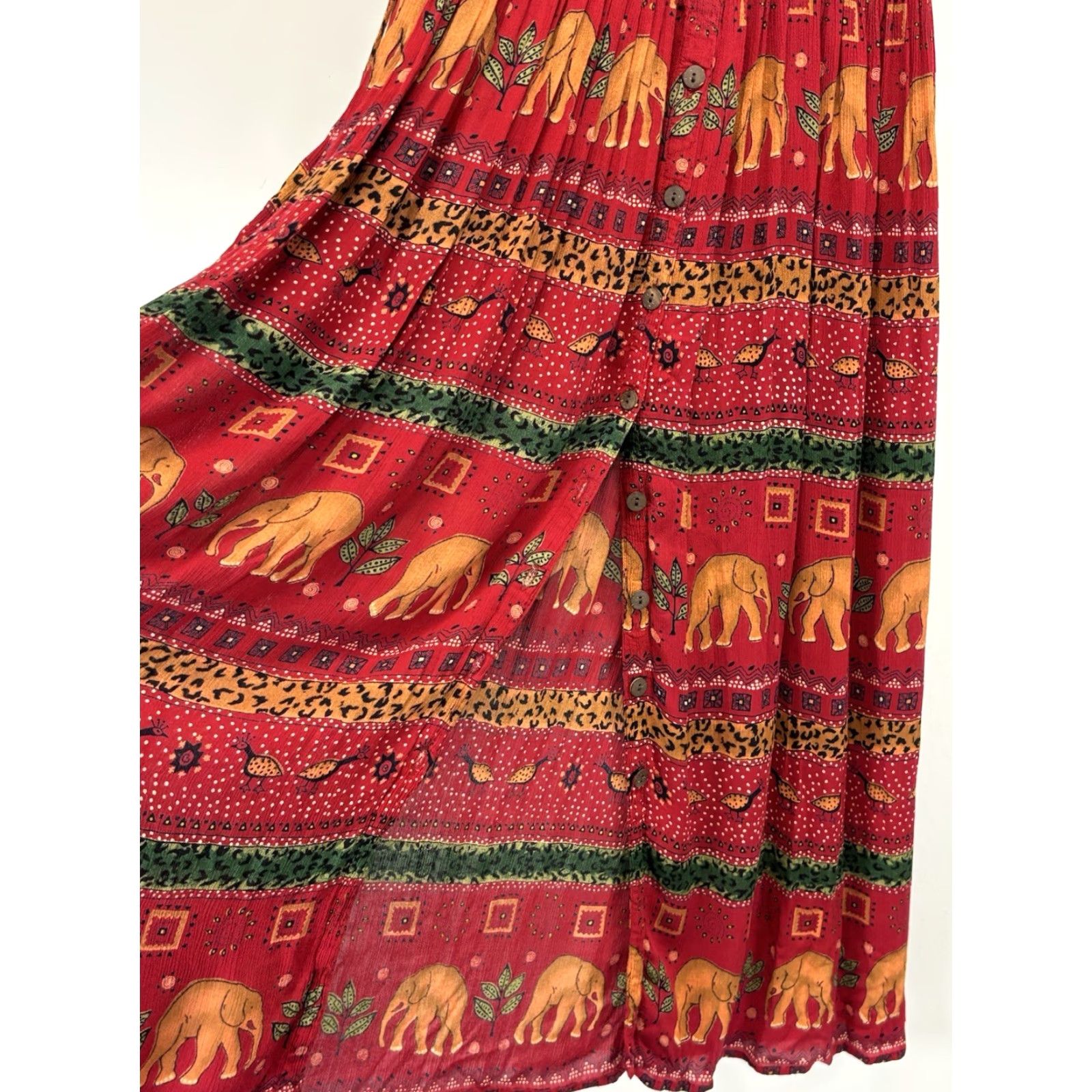 Vintage VINTAGE Bila Midi Dress Women’s Small Red Elephants Grunge Hippie 90s Indie Sleeveless Pullover Casual Womens S Size S / US 4 / IT 40 - 3 Thumbnail