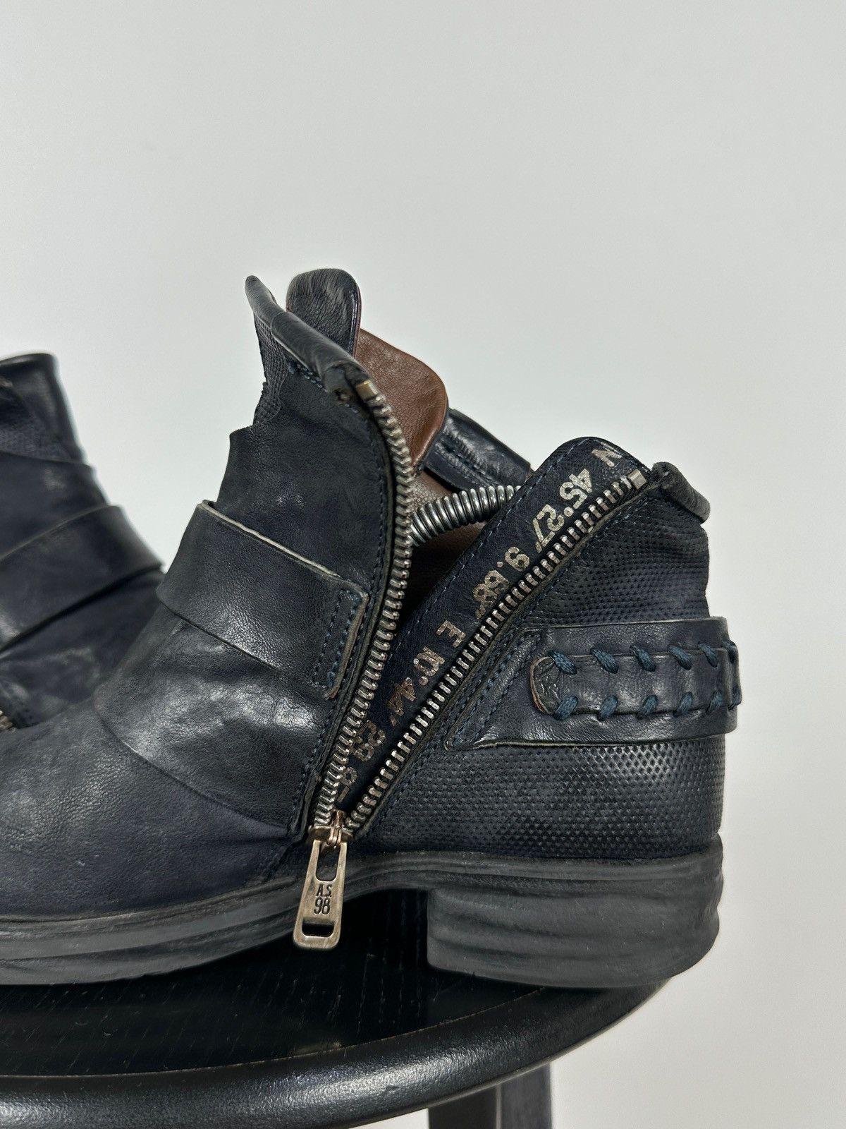A.S.98 A.S.98. Airstep Navy Blue Leather Biker Ankle Boots Size US 8 / IT 38 - 20 Thumbnail