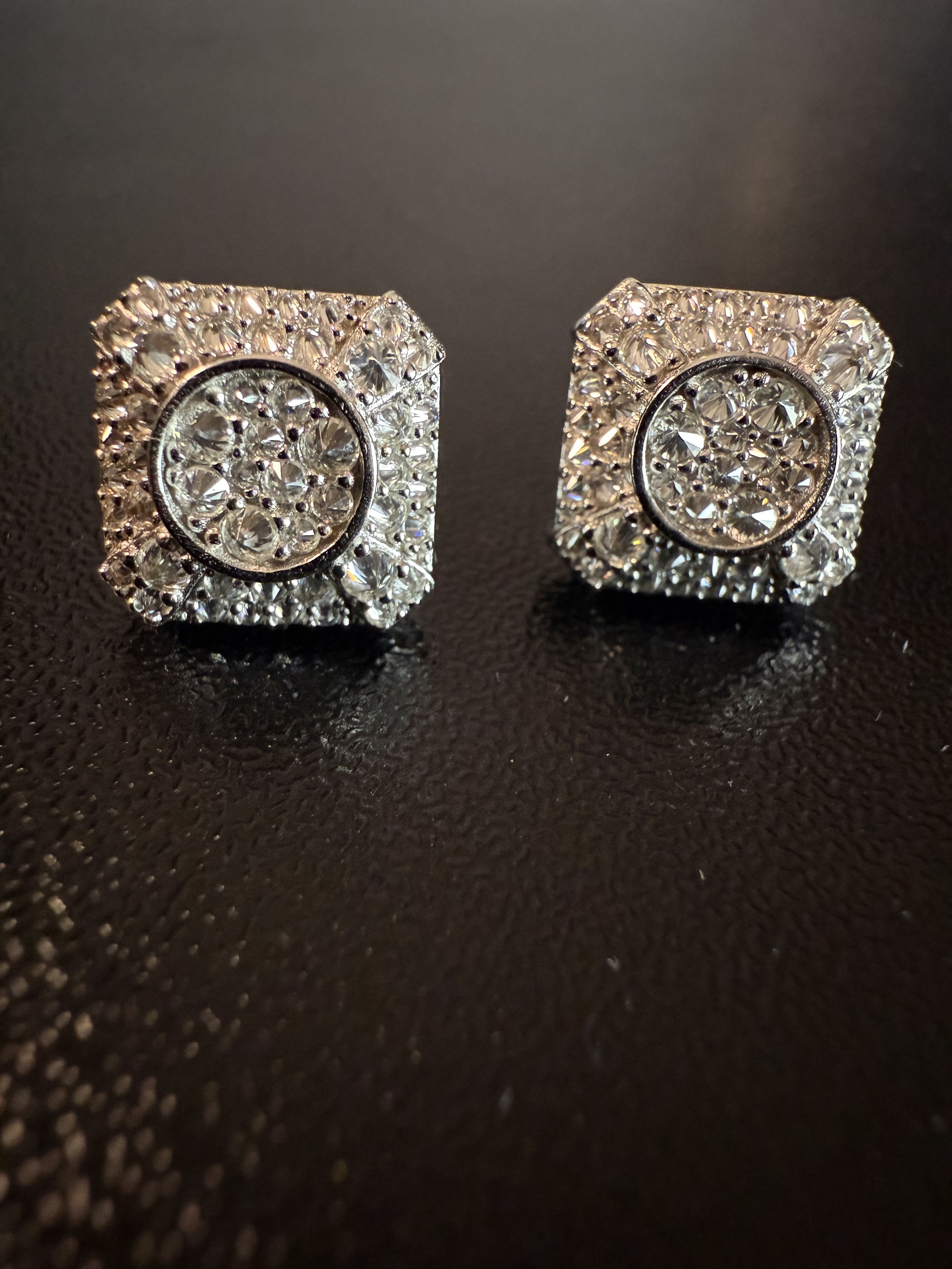 Other Trap Square Halo Studs Moissanite mens 925silver earrings Size ONE SIZE - 7 Thumbnail