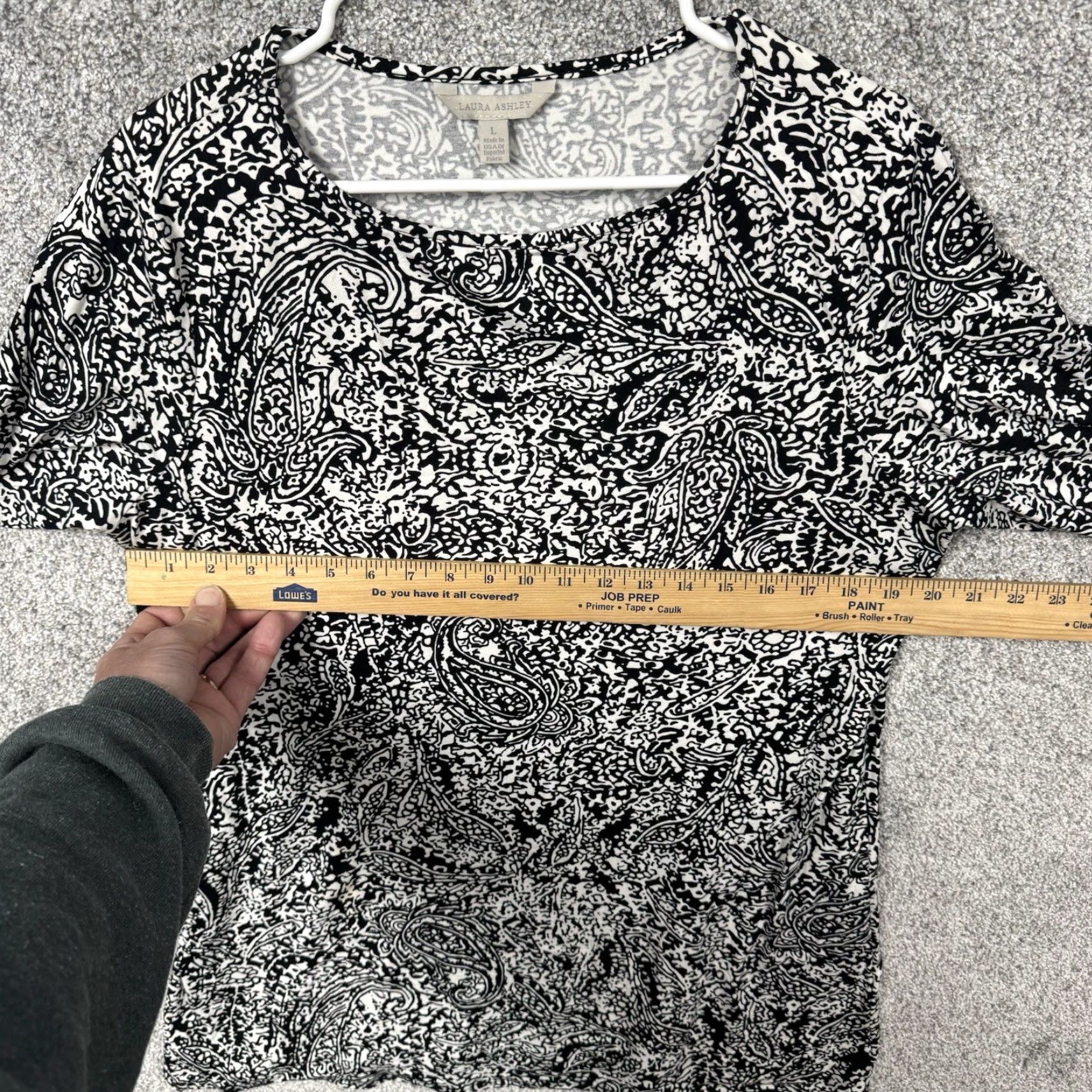 Laura Ashley VINTAGE Laura Ashley Top Paisley Blouse Tunic 3/4 Sleeve Black Women L Round Neck Office Workwear Classic Peasant Modern Seasonal Lightweight Size L / US 10 / IT 46 - 4 Thumbnail