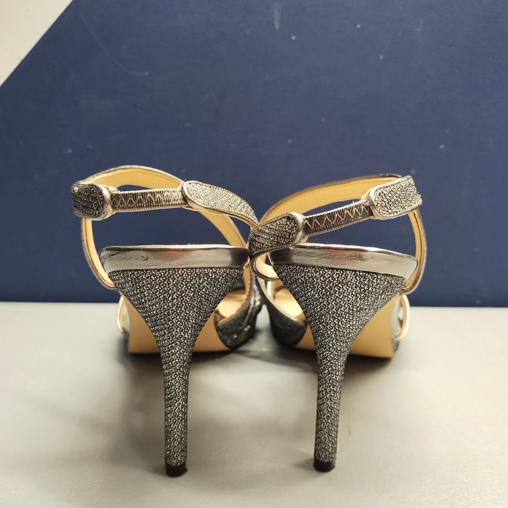 Vintage Nina New York Slingback Sandals Womens 9.5M Gray Metallic Stiletto Heels Slip On Size US 10 / IT 40 - 5 Thumbnail