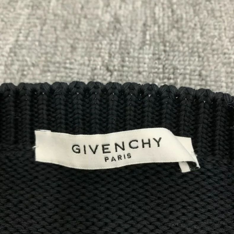 Givenchy Givenchy Black Destroyed Large Logo Knit Sweater Size XL Size US XL / EU 56 / 4 - 7 Thumbnail