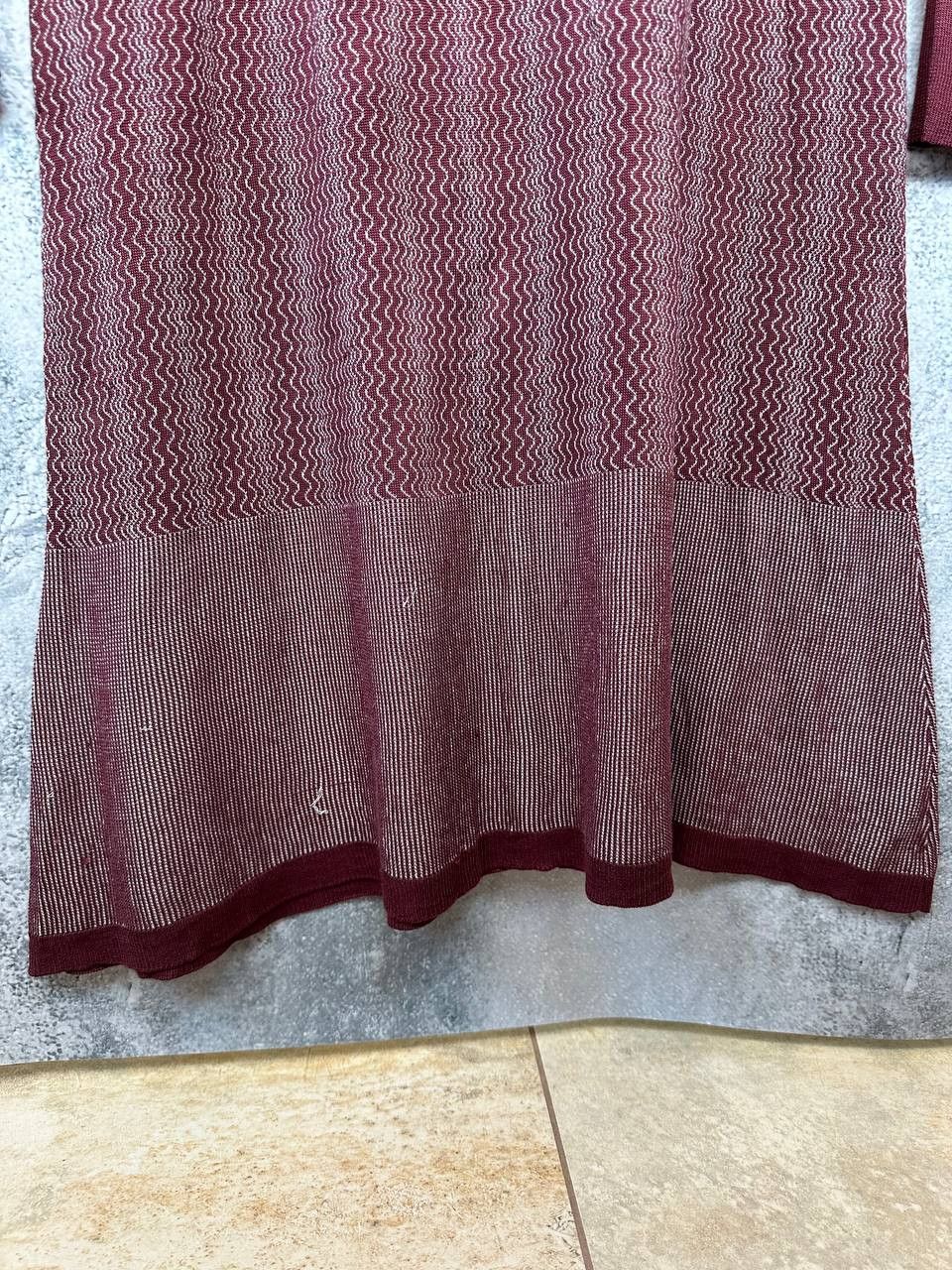 Prada Prada Knit Sheer Maxi Dress Burgundy Zigzag Pattern Italy Size L / US 10 / IT 46 - 9 Thumbnail