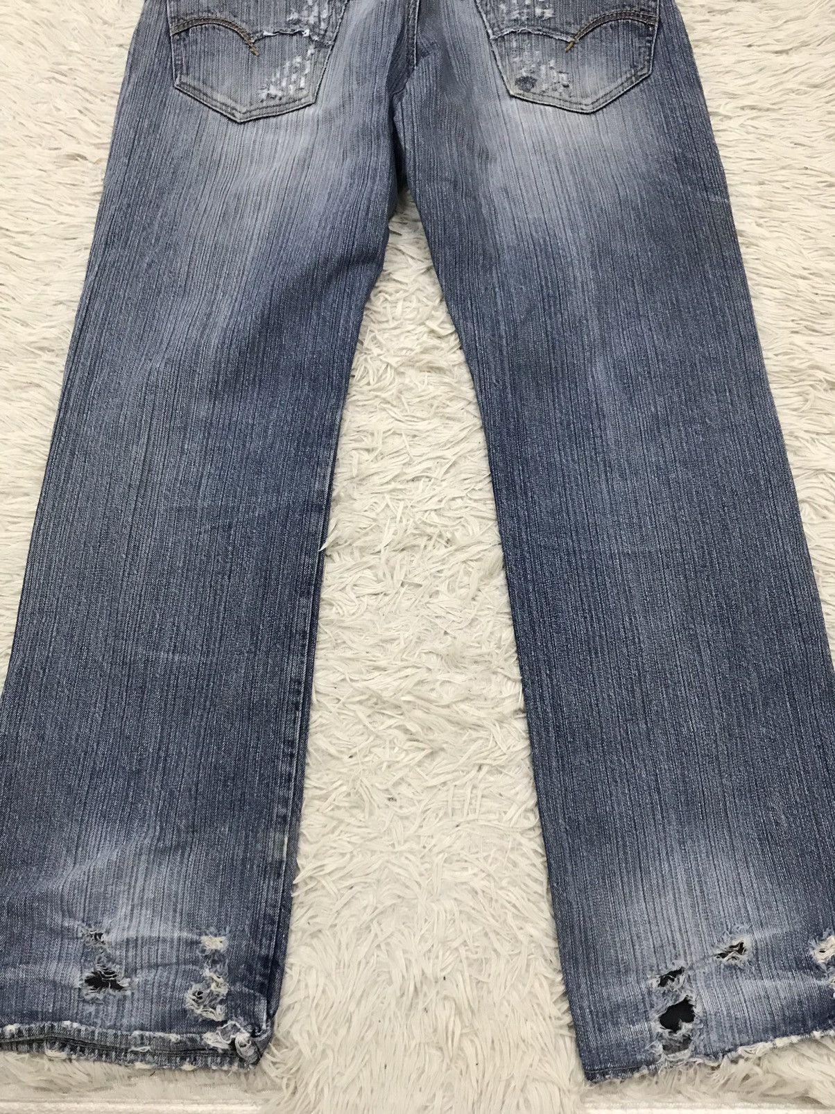 If Six Was Nine Vintage Bartack Work Clothing Distressed Denim Jeans Size US 34 / EU 50 - 4 Thumbnail